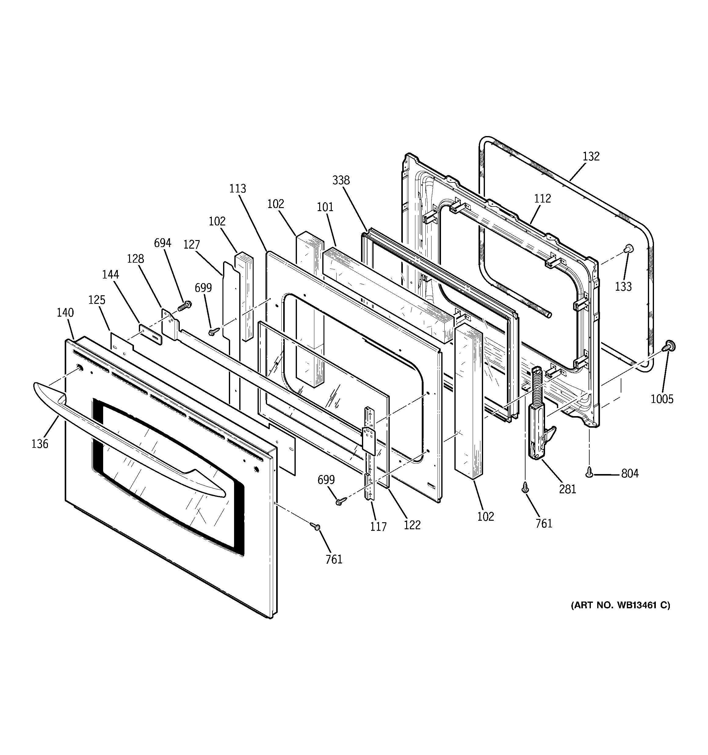 GE JT955SK1SS door diagram