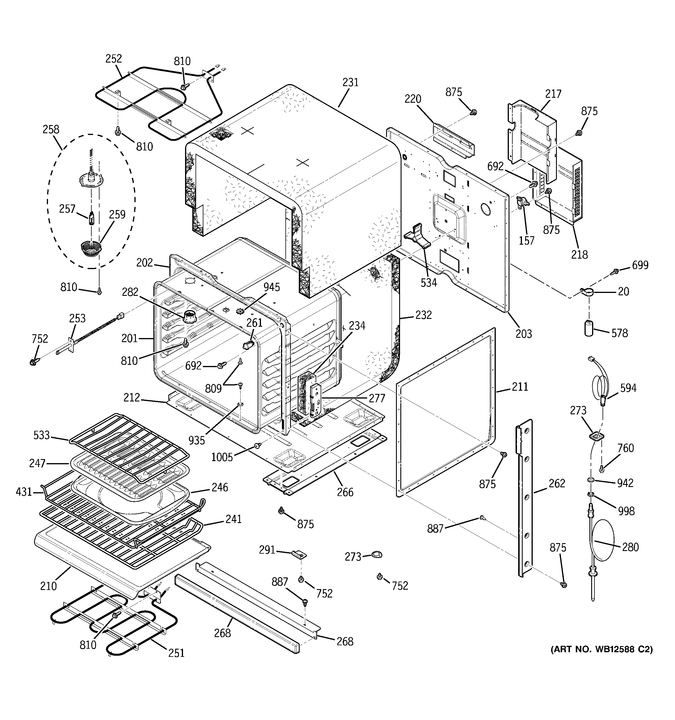 GE ZEK938SF1SS body parts diagram