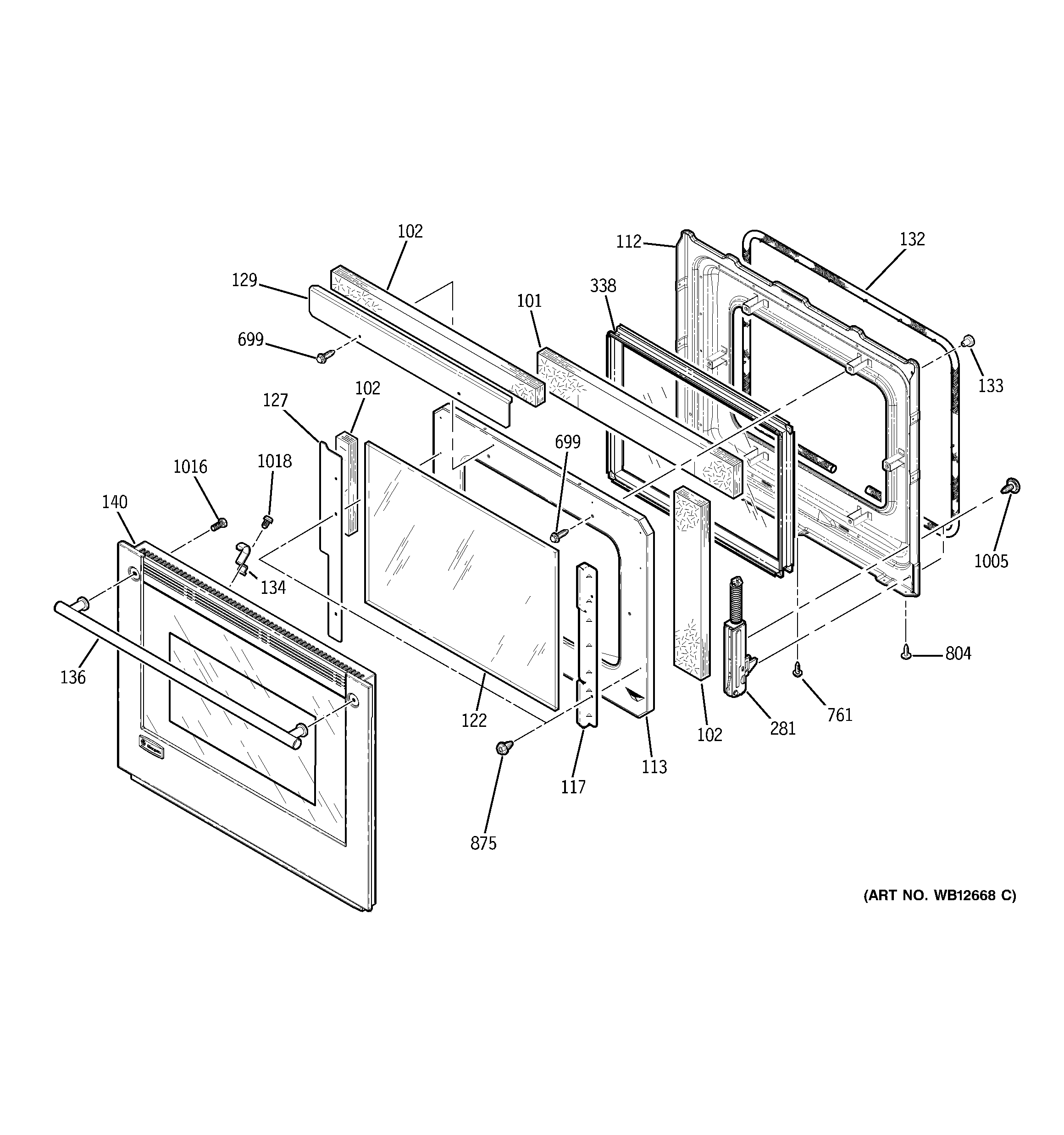 GE ZEK958WF1WW door diagram