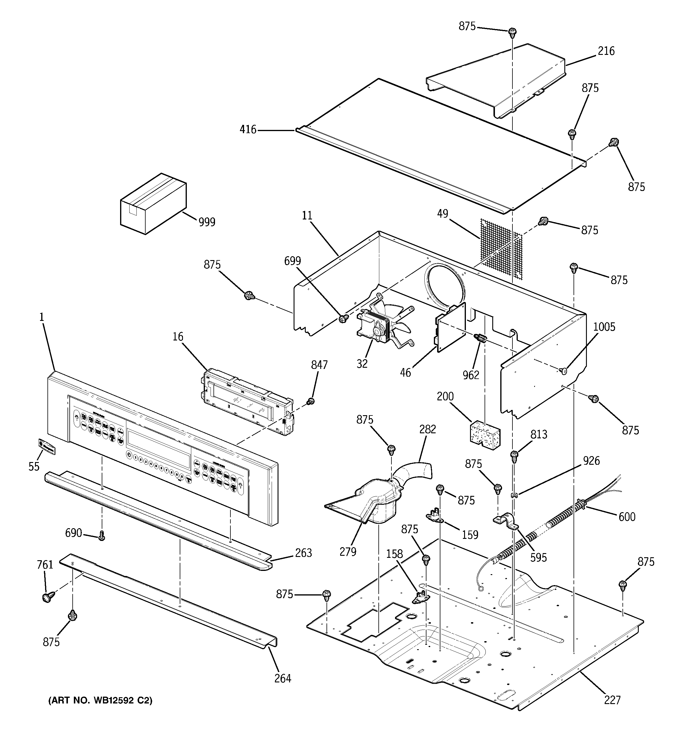 GE ZEK958WF2WW control panel & cooktop diagram