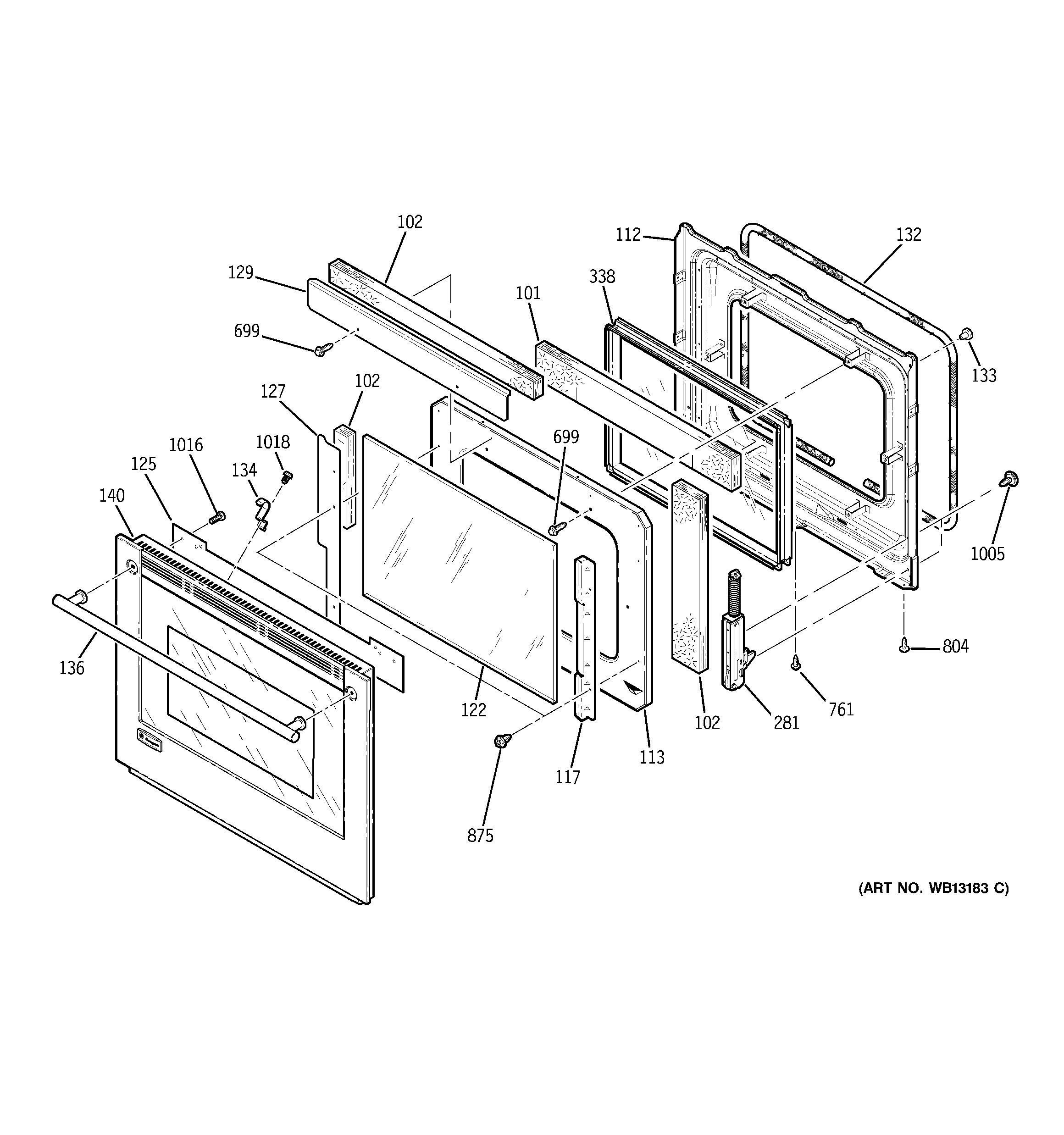 GE ZEK958WF2WW door diagram