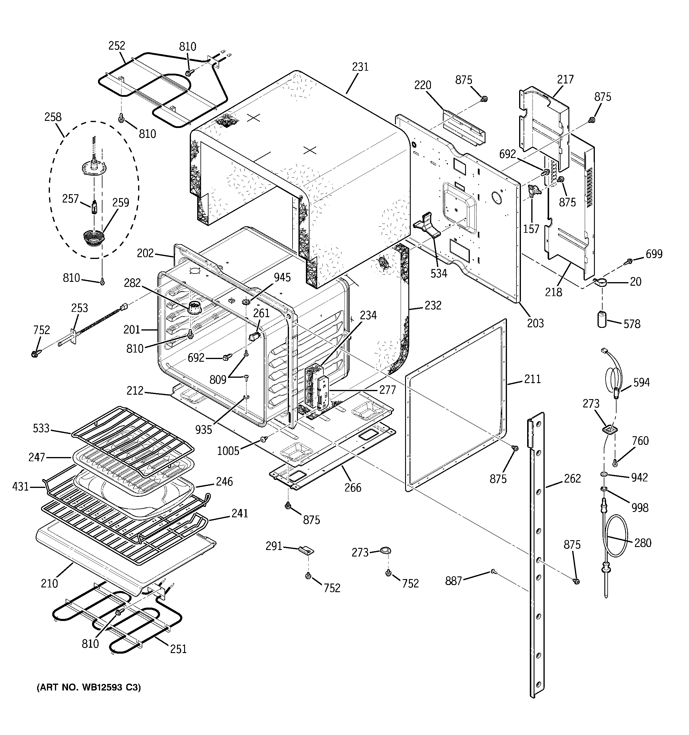 GE ZEK958SF1SS upper body diagram