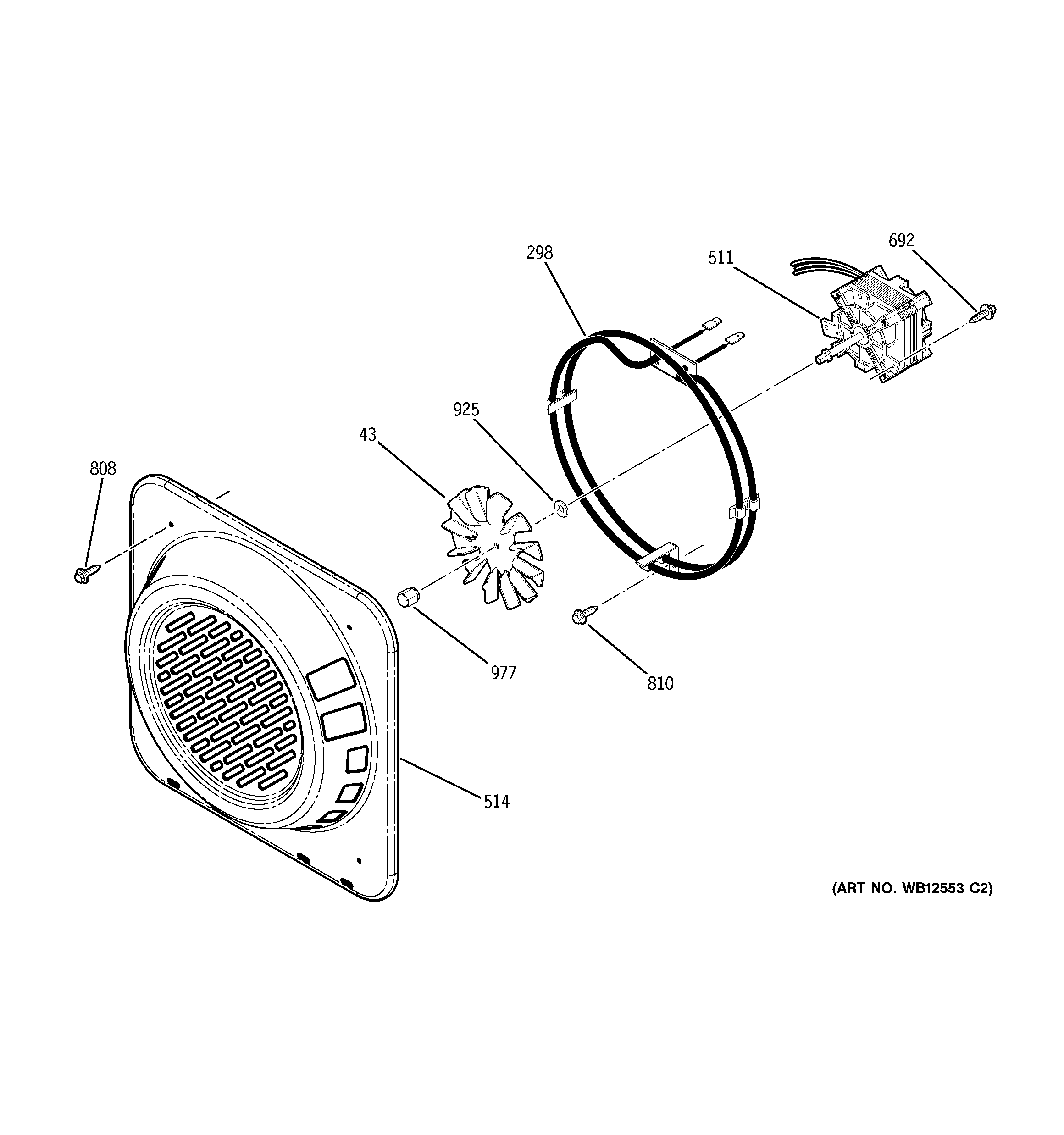 GE ZEK958SF3SS convection fan diagram