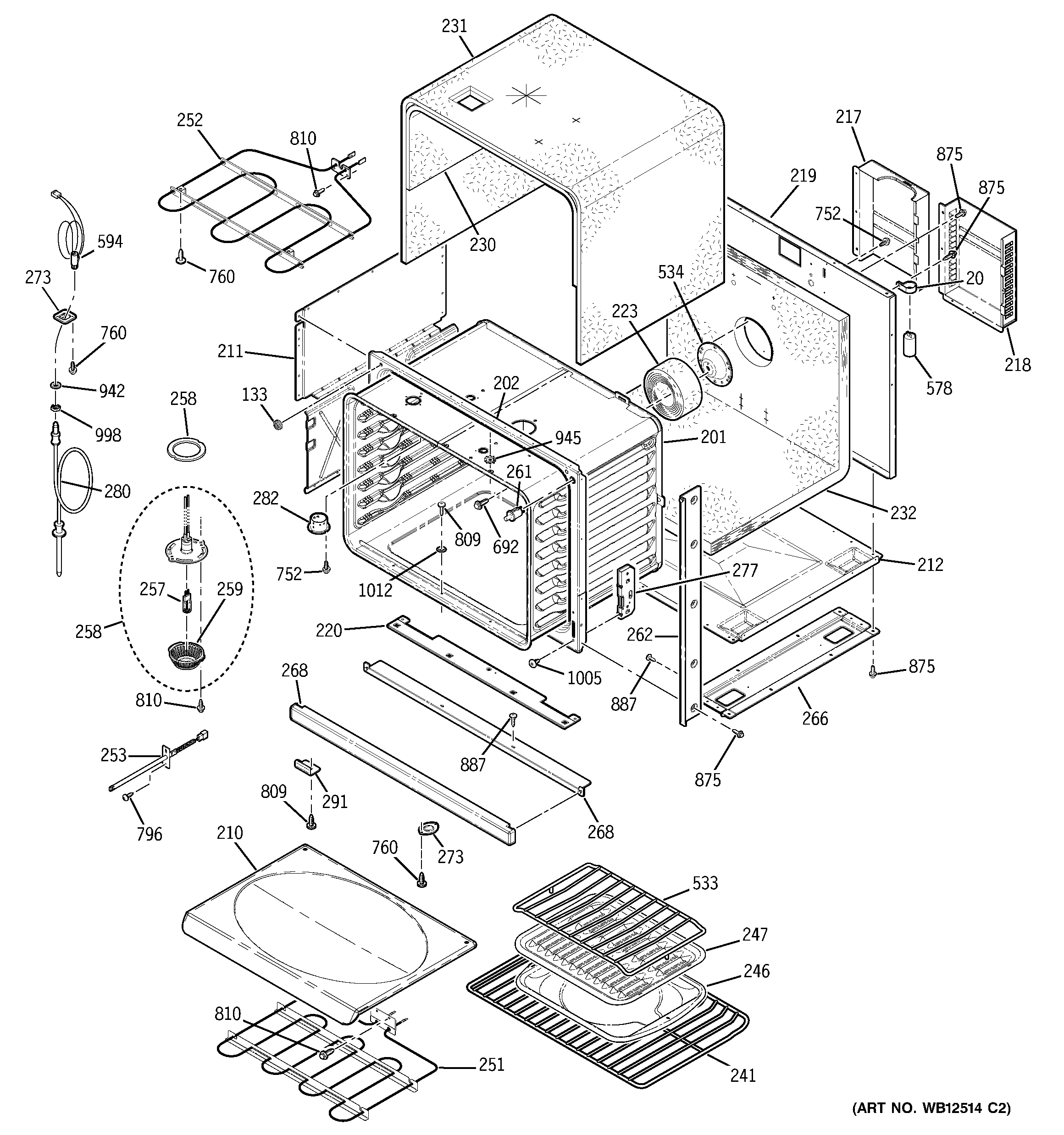 GE ZET938WF1WW body parts diagram