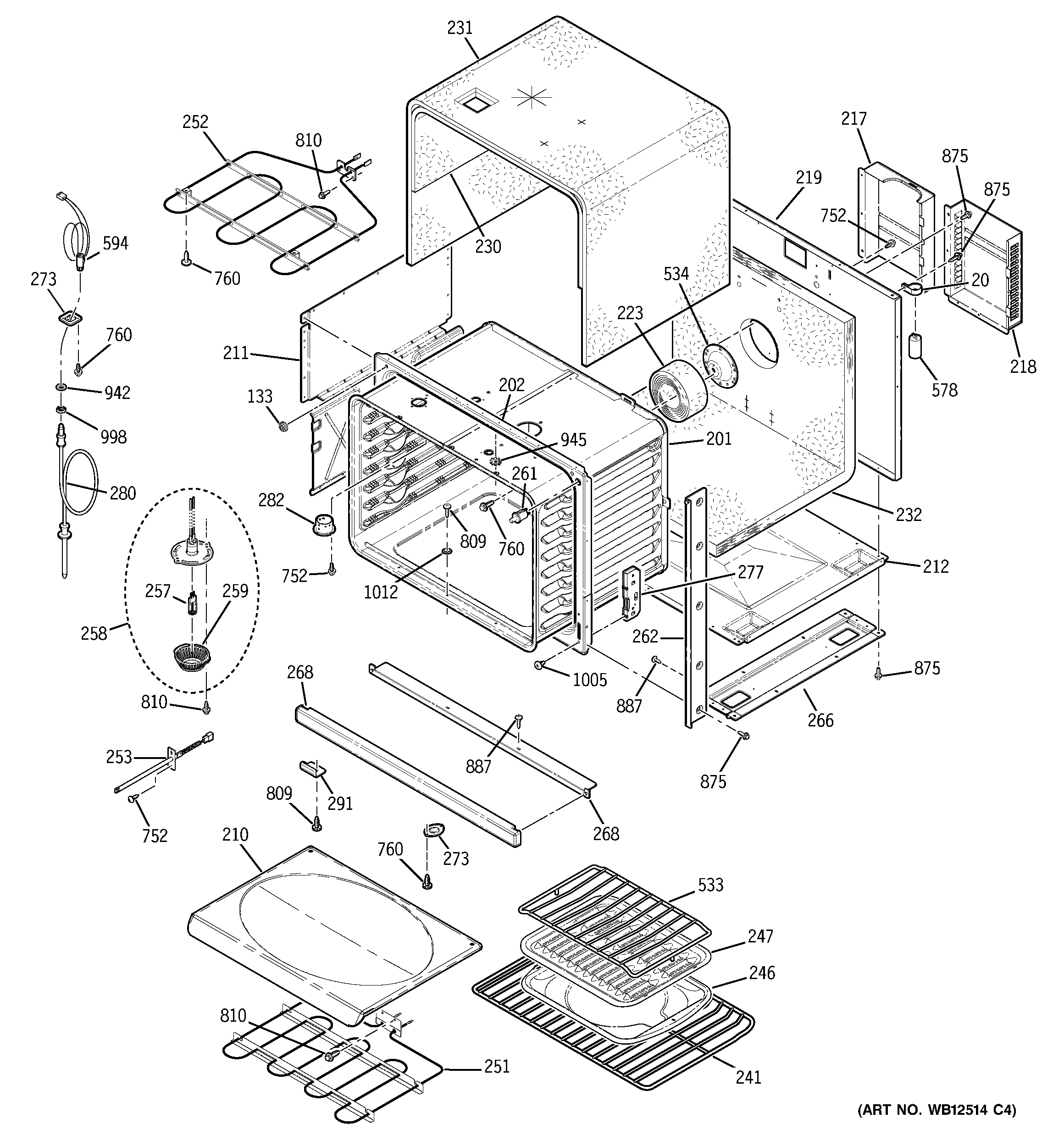 GE ZET938WF3WW body parts diagram