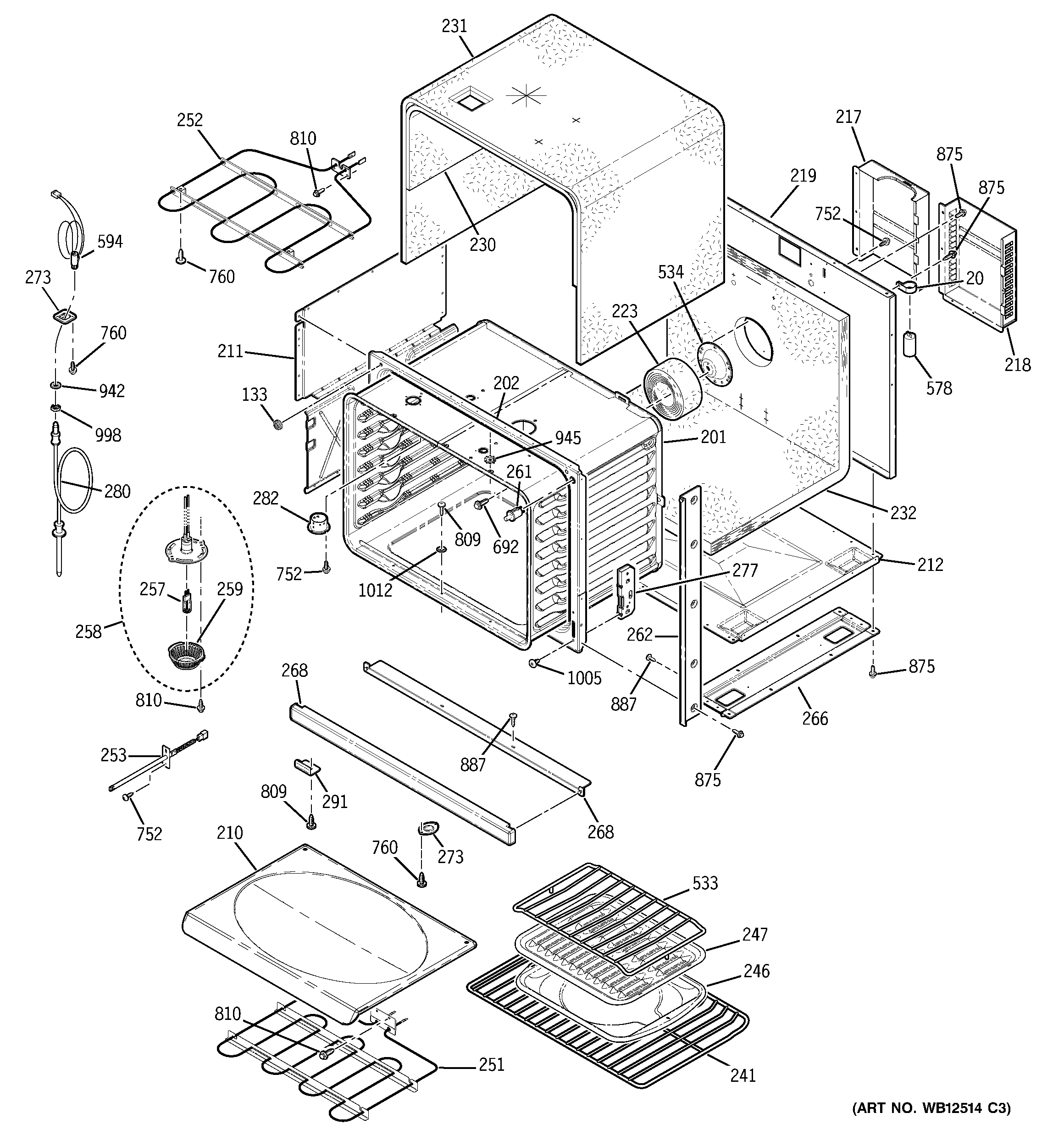 GE ZET938SF2SS body parts diagram