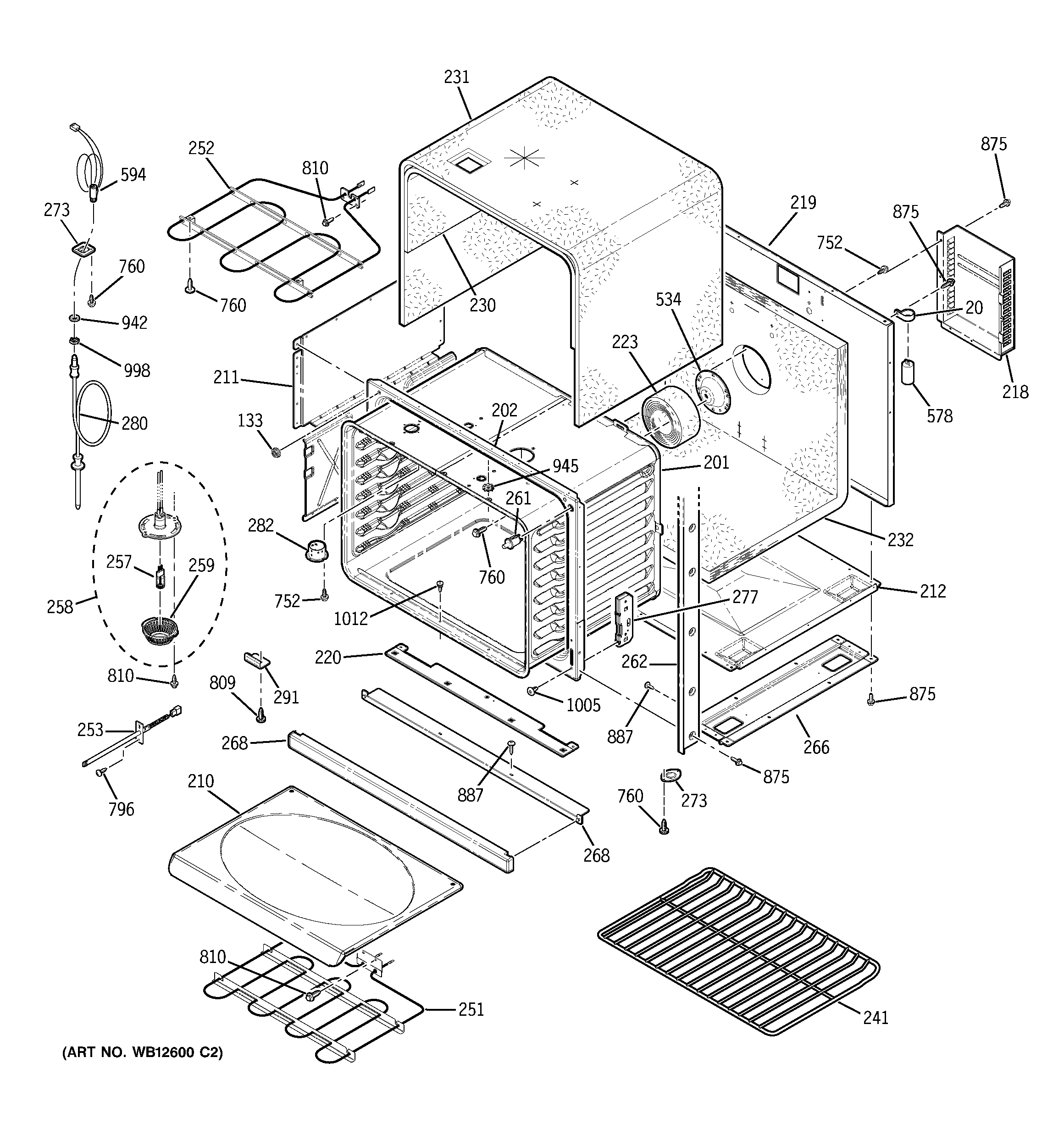 GE ZET958WF1WW lower body diagram
