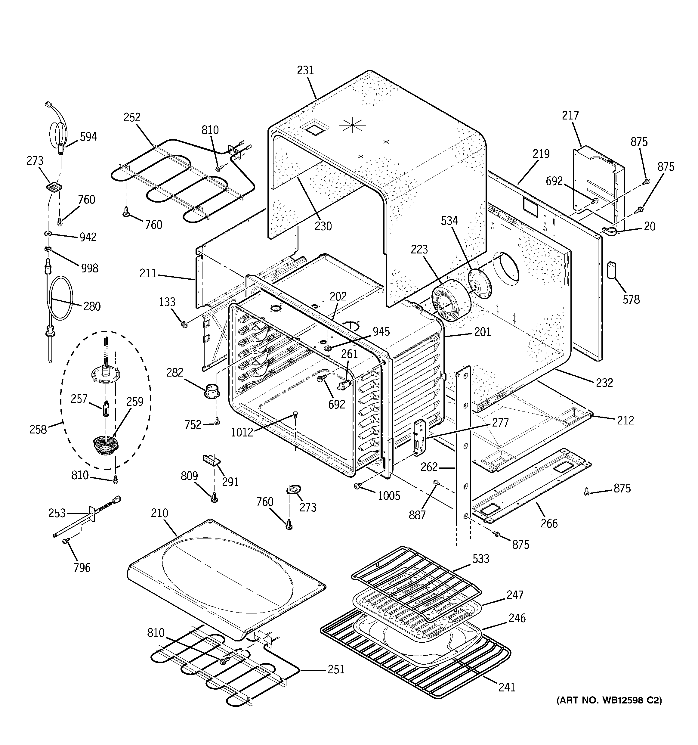 GE ZET958SF1SS upper body diagram