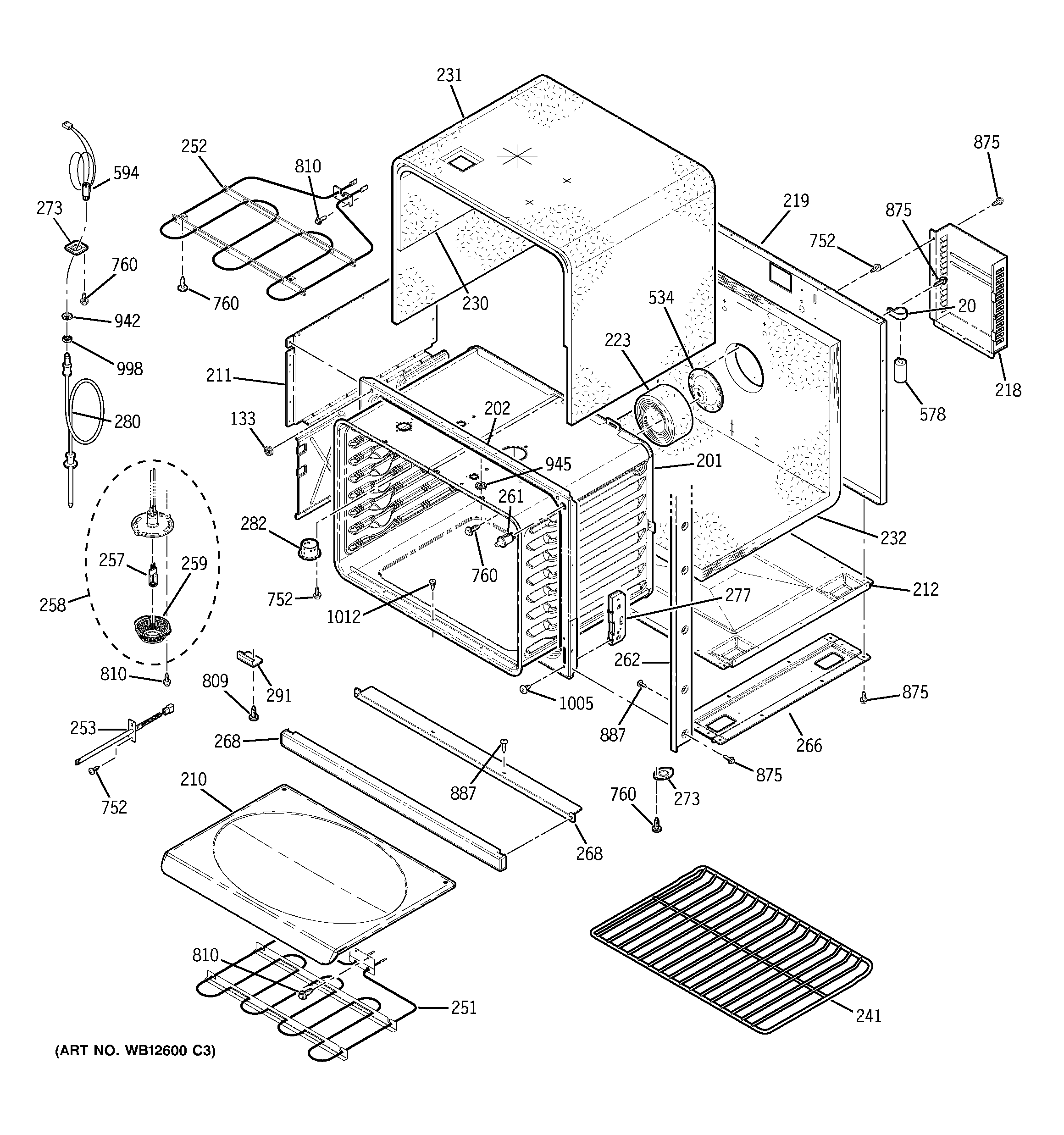 GE ZET958SF3SS lower body diagram