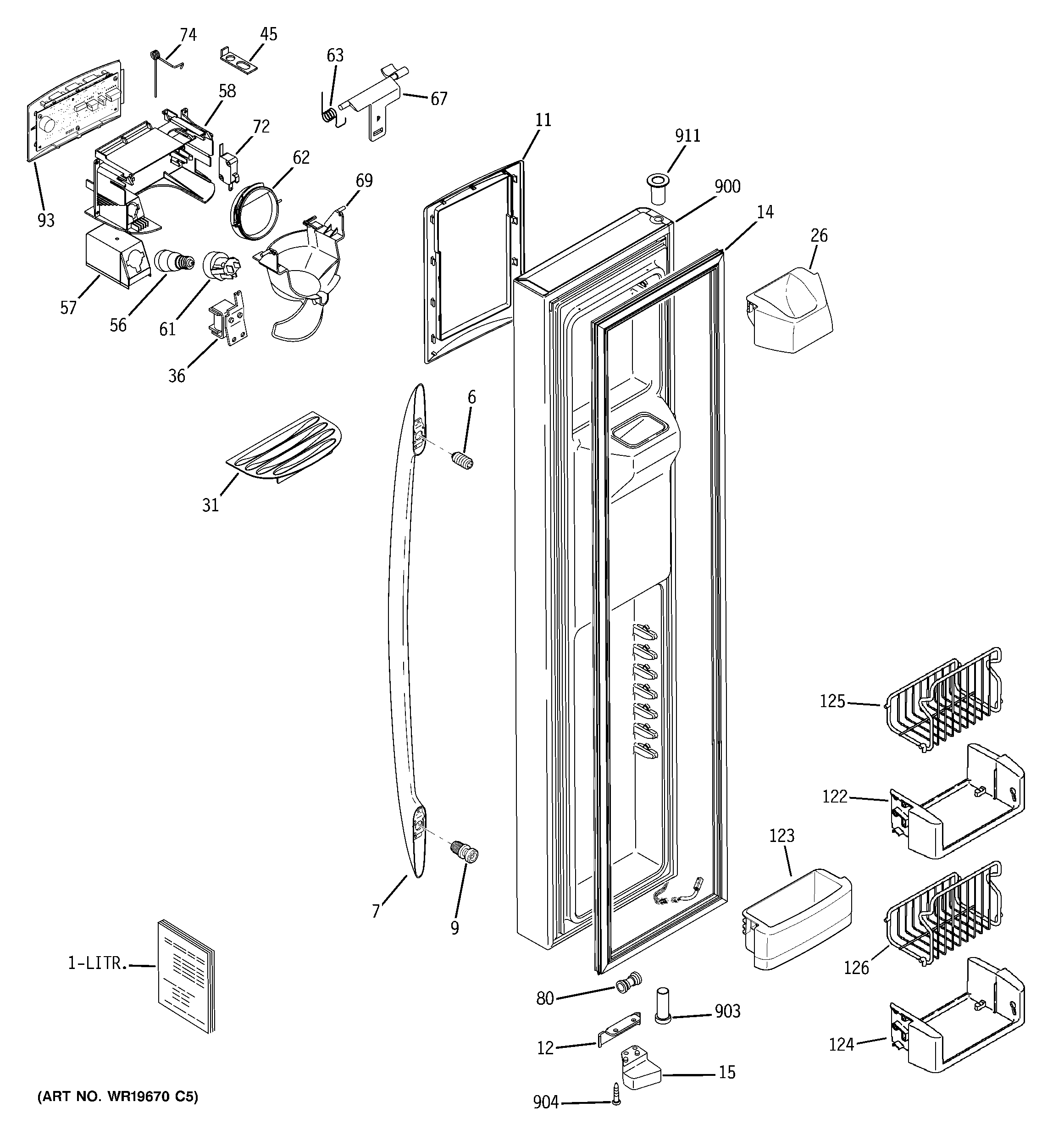 GE PSS23MSSASS freezer door diagram