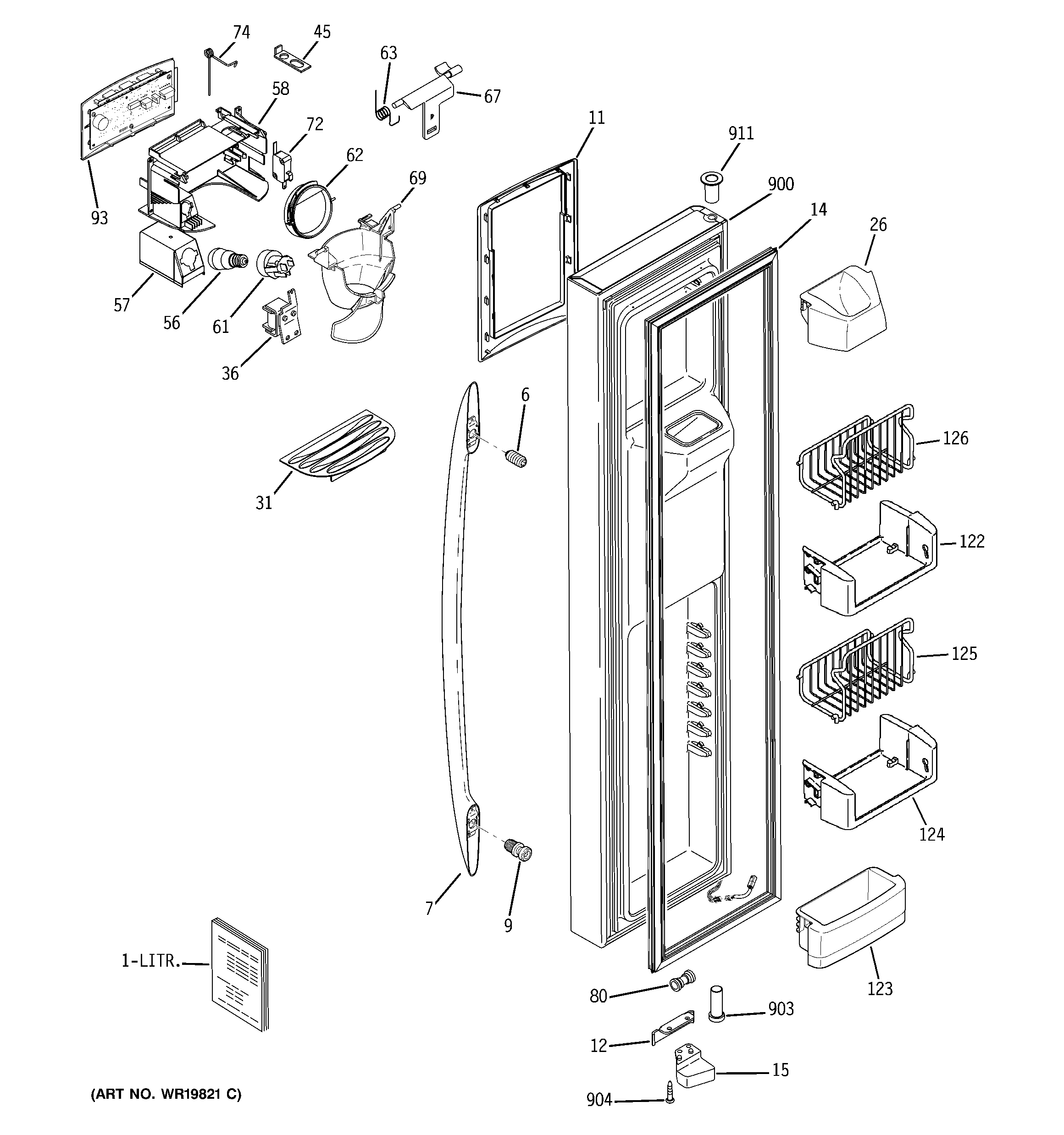 GE PSS23SGSASS freezer door diagram