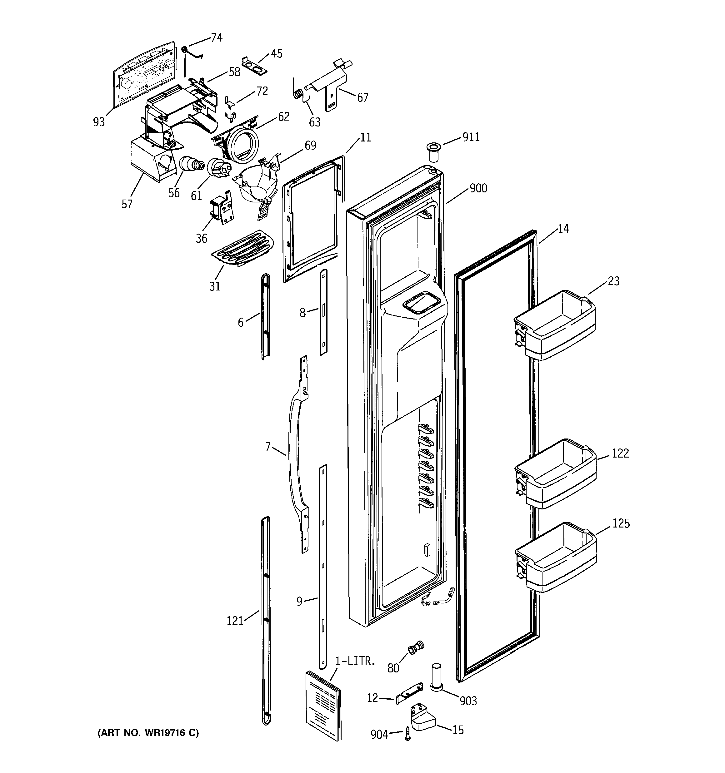 GE GCG21ZESAFBB freezer door diagram