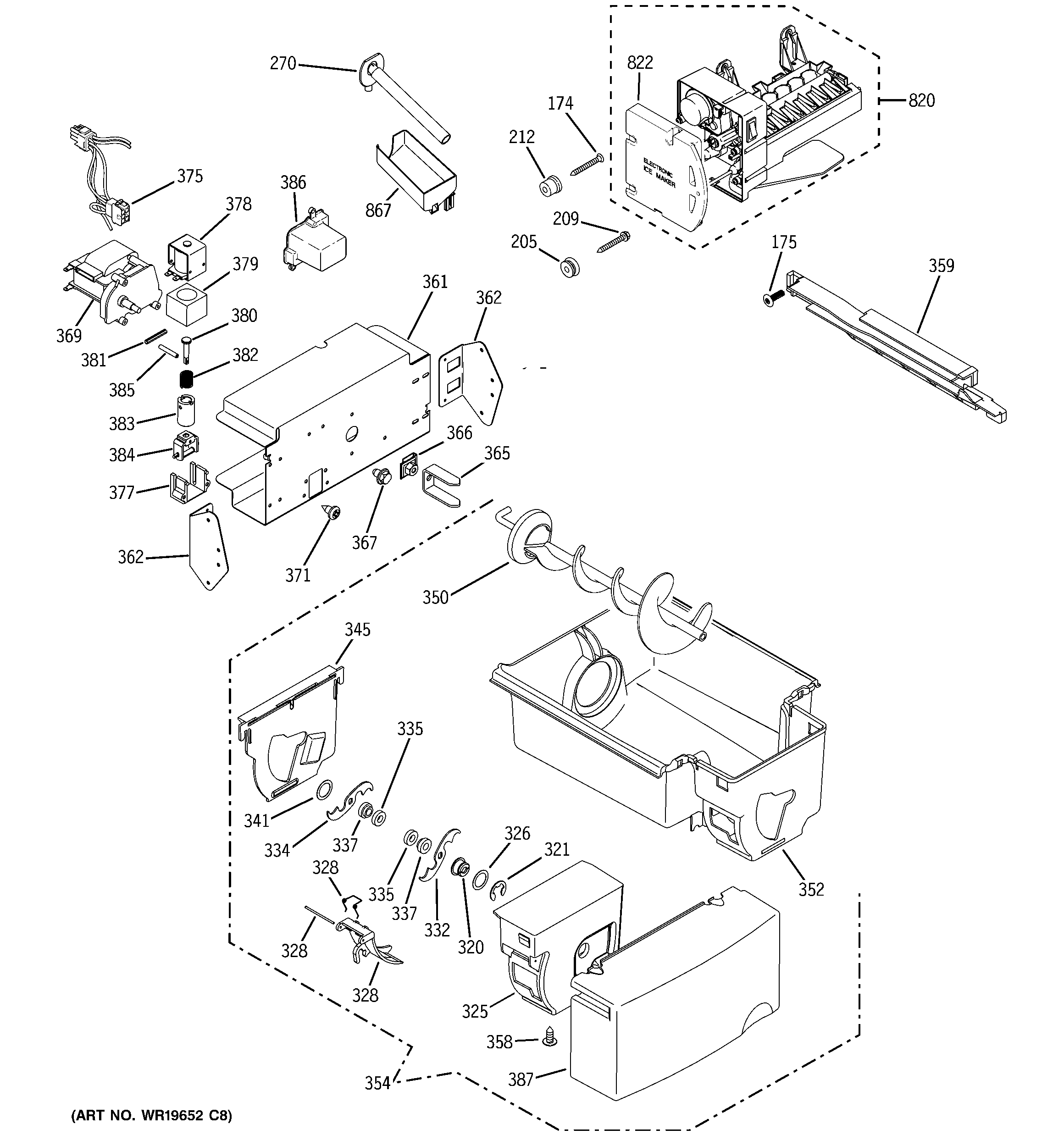 GE GCG21ZESAFBB ice maker & dispenser diagram