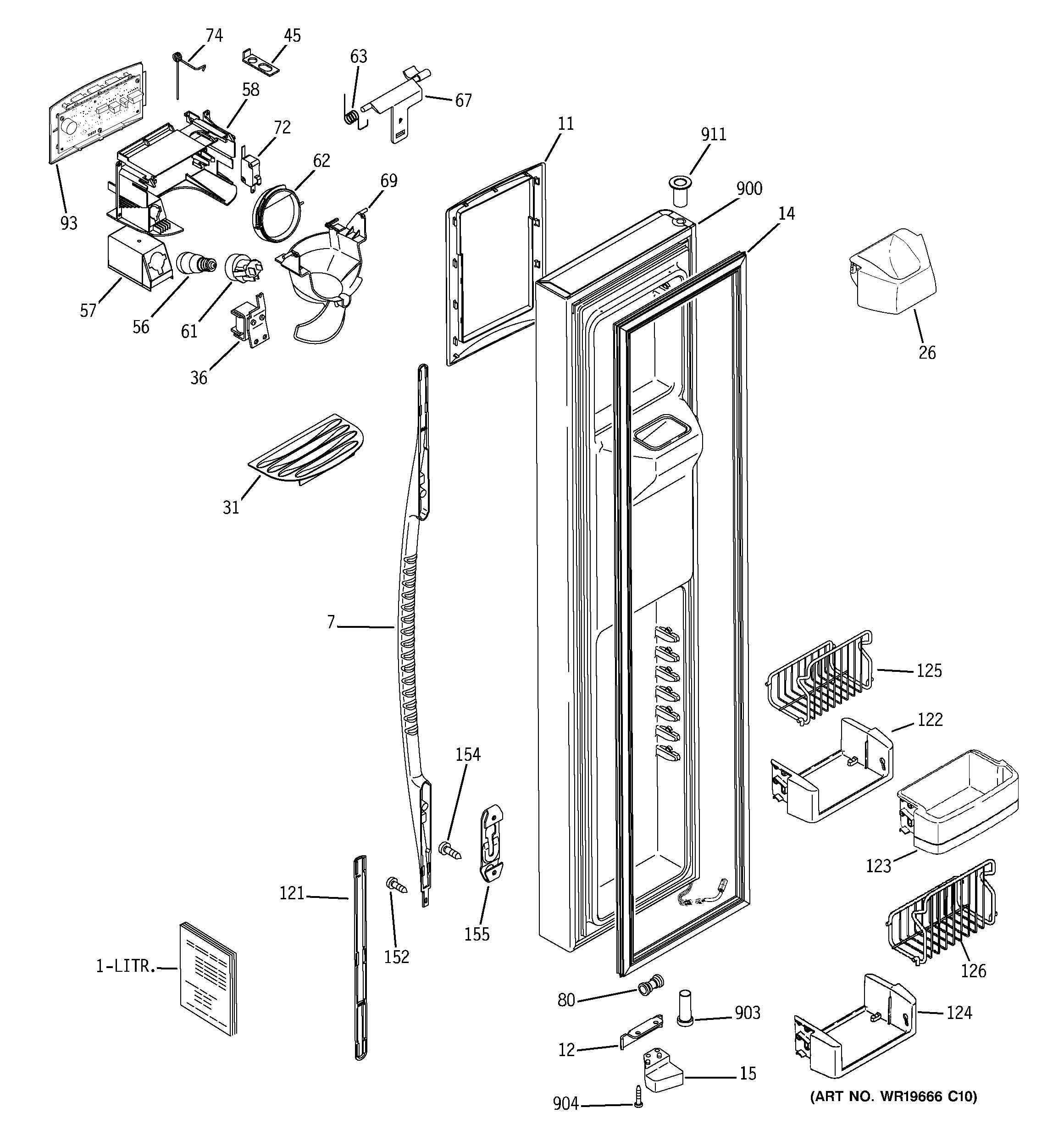 GE PSS23NGSACC freezer door diagram