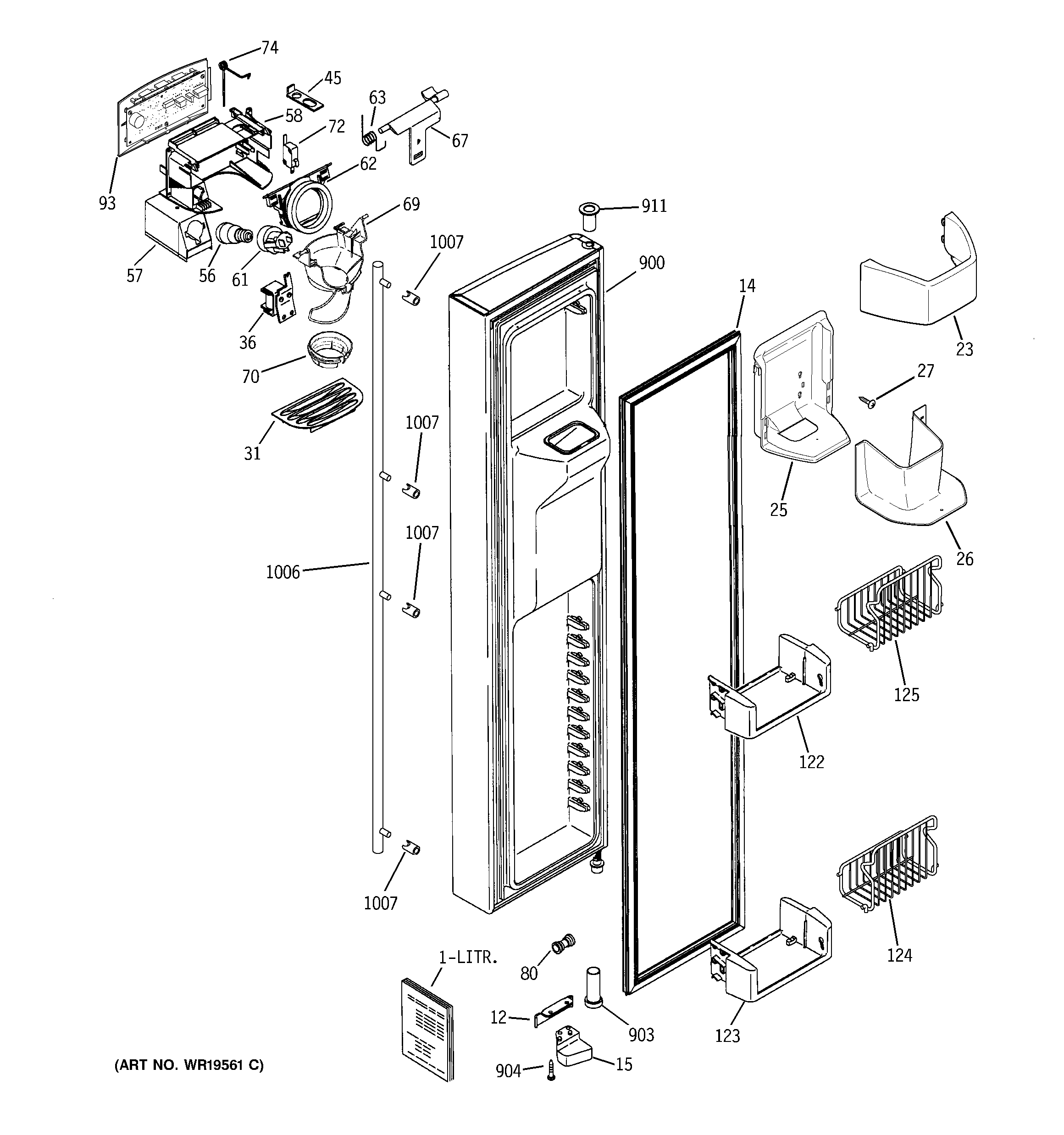 GE ZFSB23DRCSS freezer door diagram