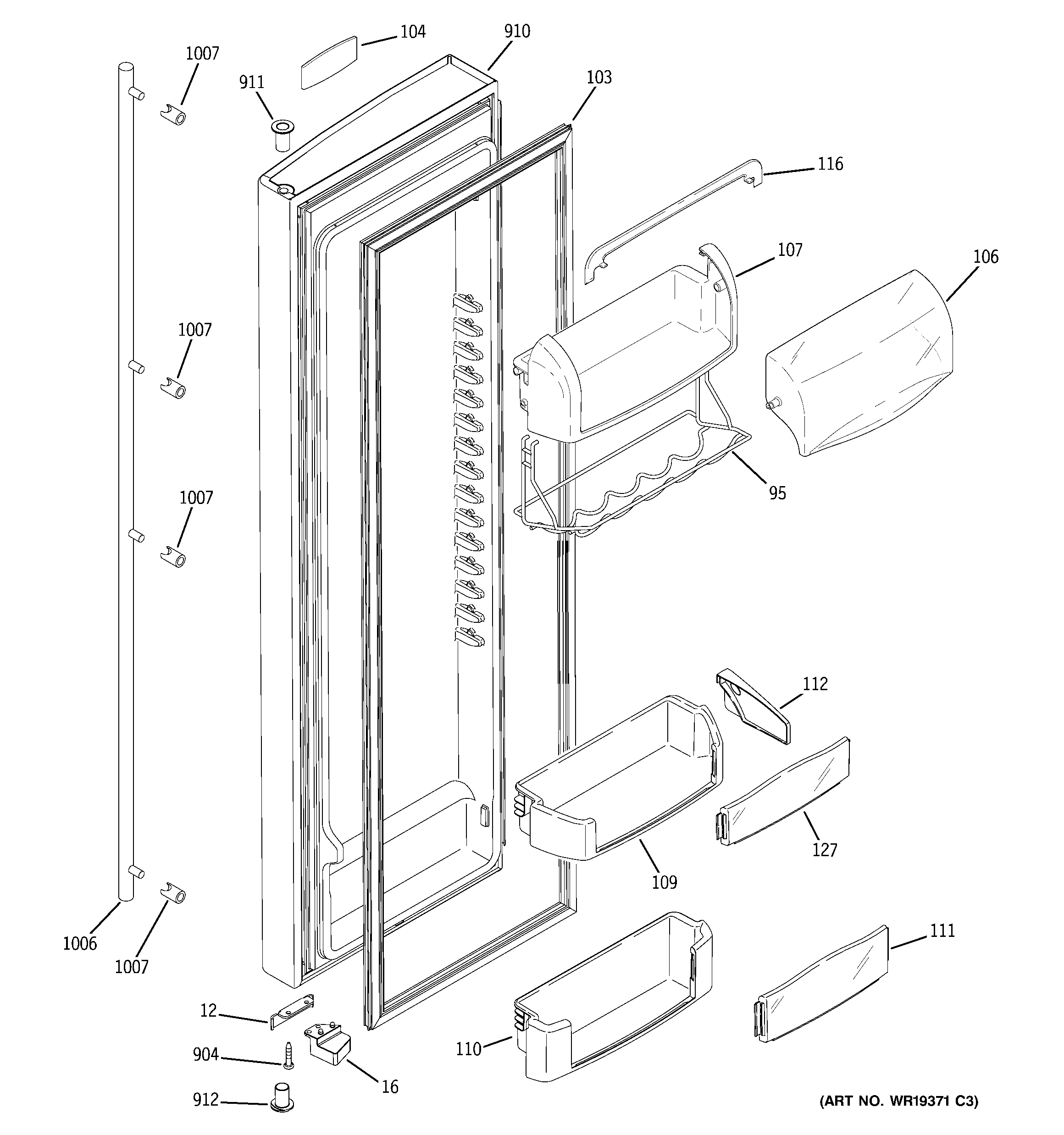 GE ZFSB23DRCSS fresh food door diagram