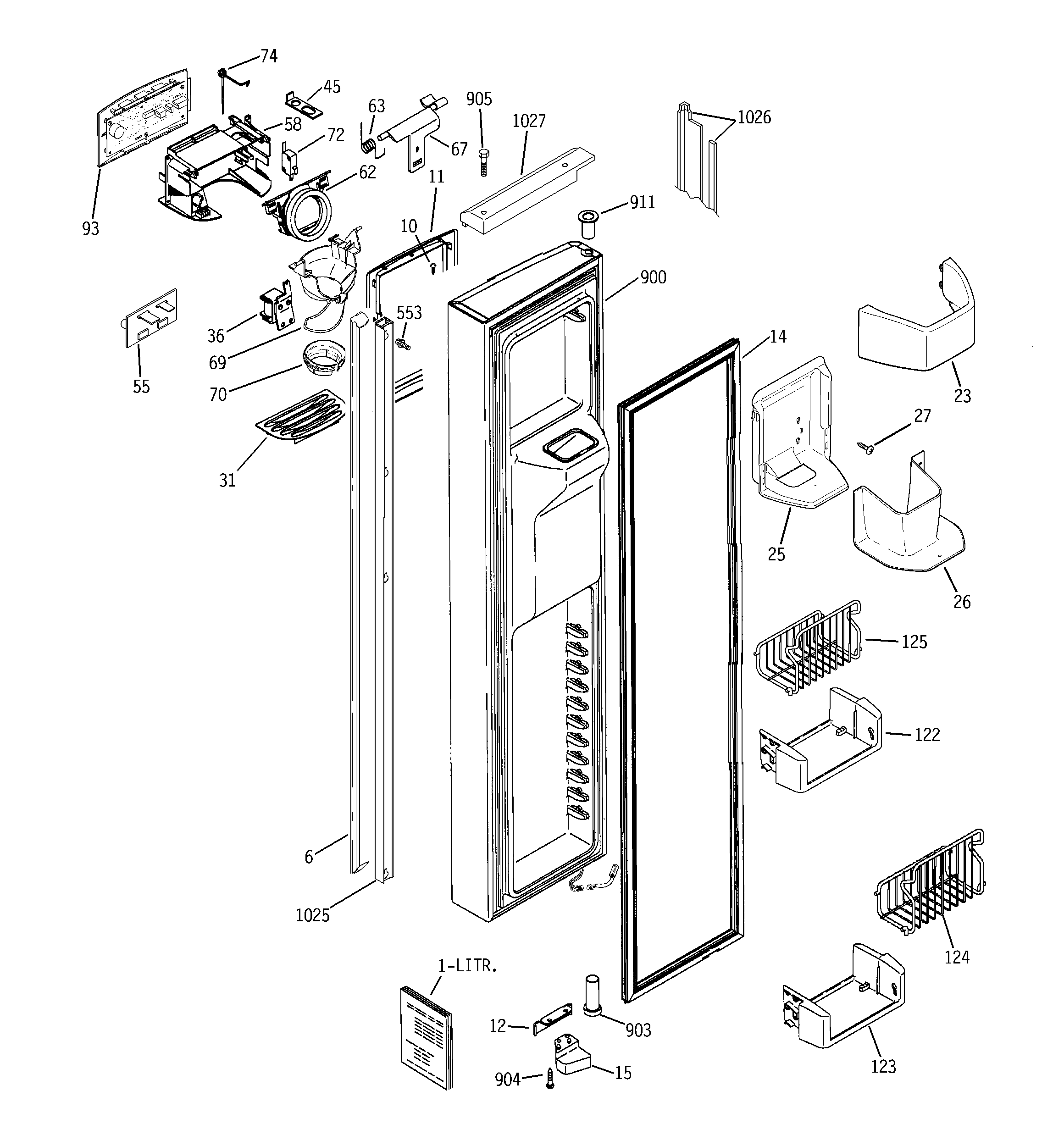 GE PSH23PGSBBV freezer door diagram