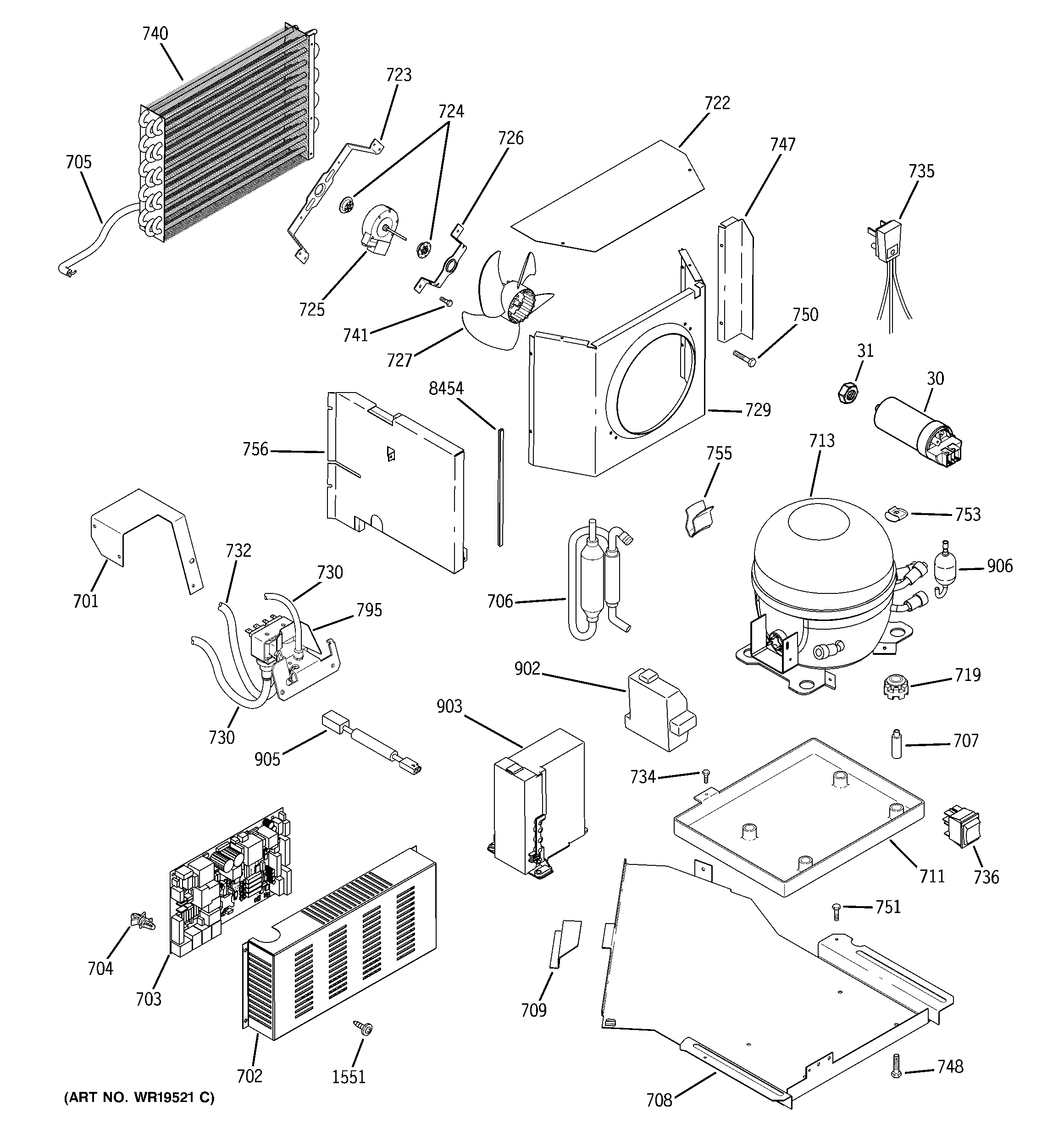 GE ZISS420DRDSS sealed system & mother board diagram