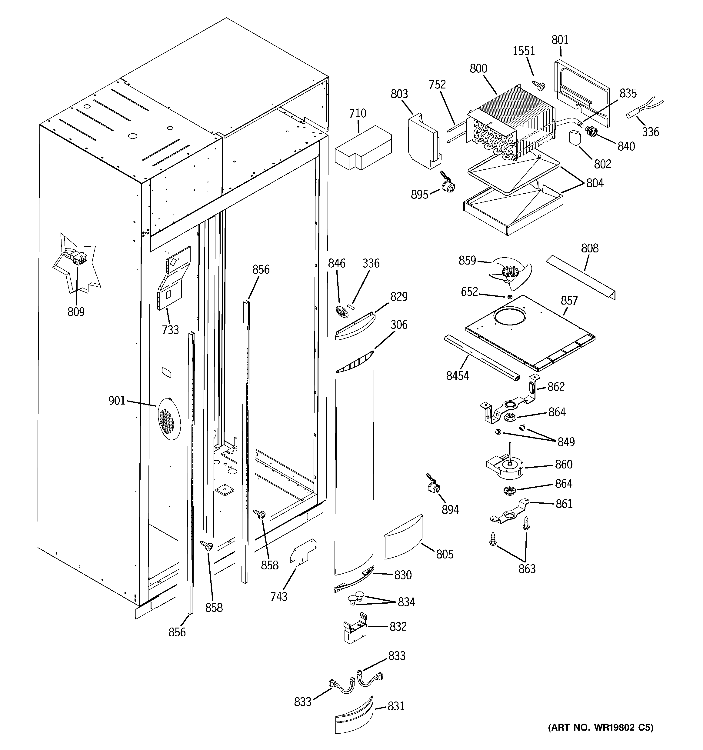 GE ZISS480NRDSS freezer section diagram
