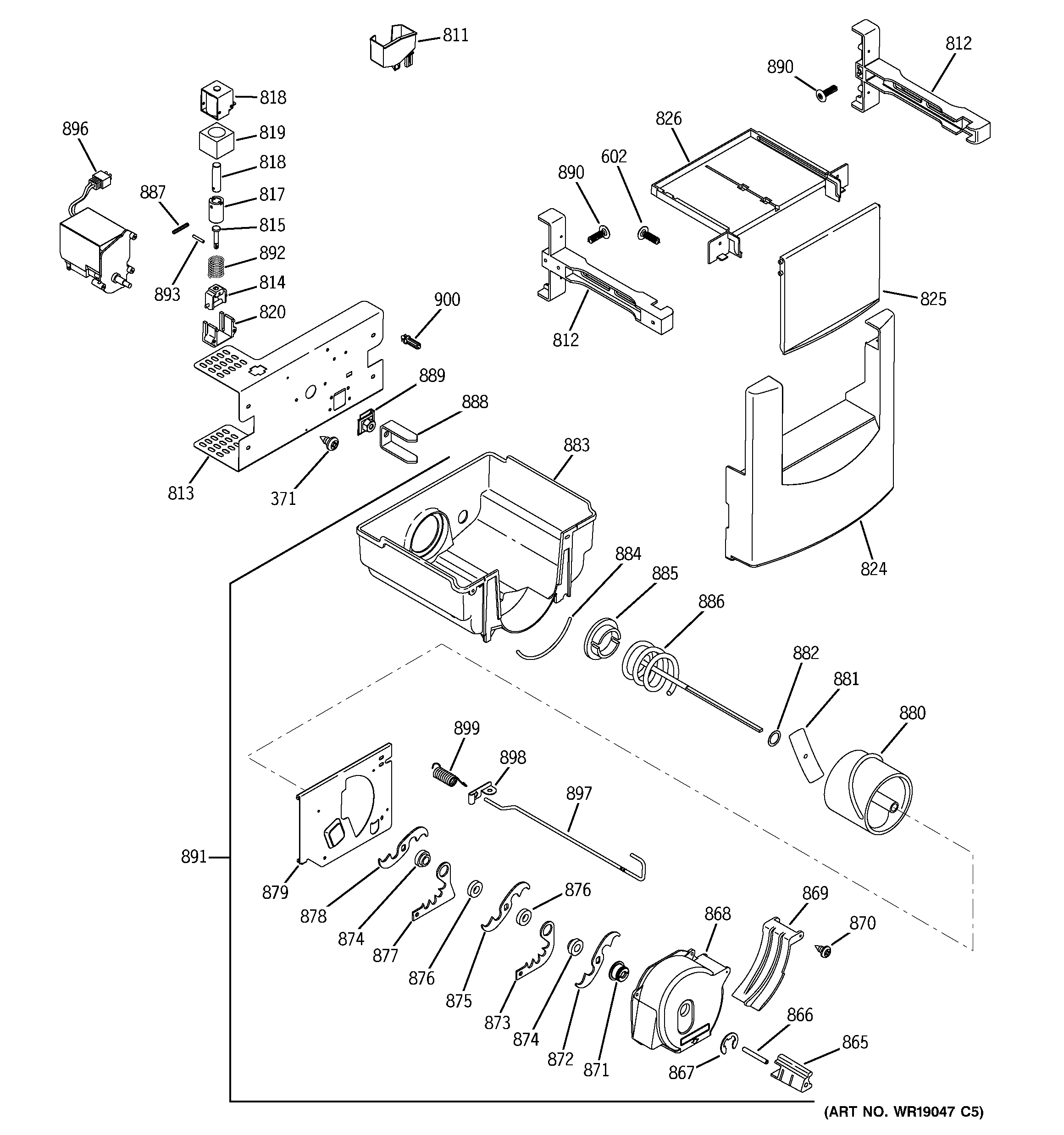 GE ZSGS420DMCSS ice maker & dispenser diagram