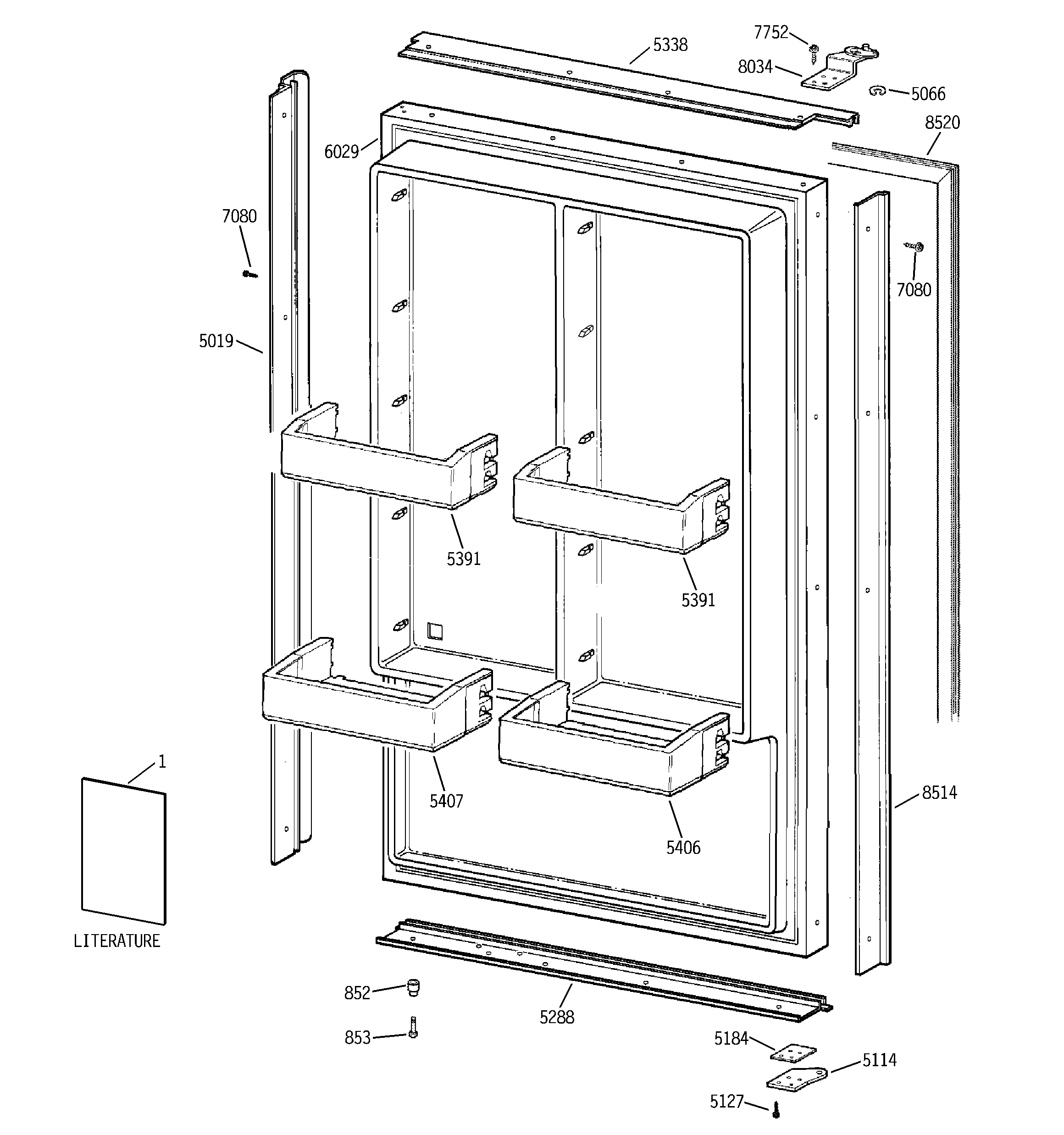 GE ZIF36NMELH freezer door diagram