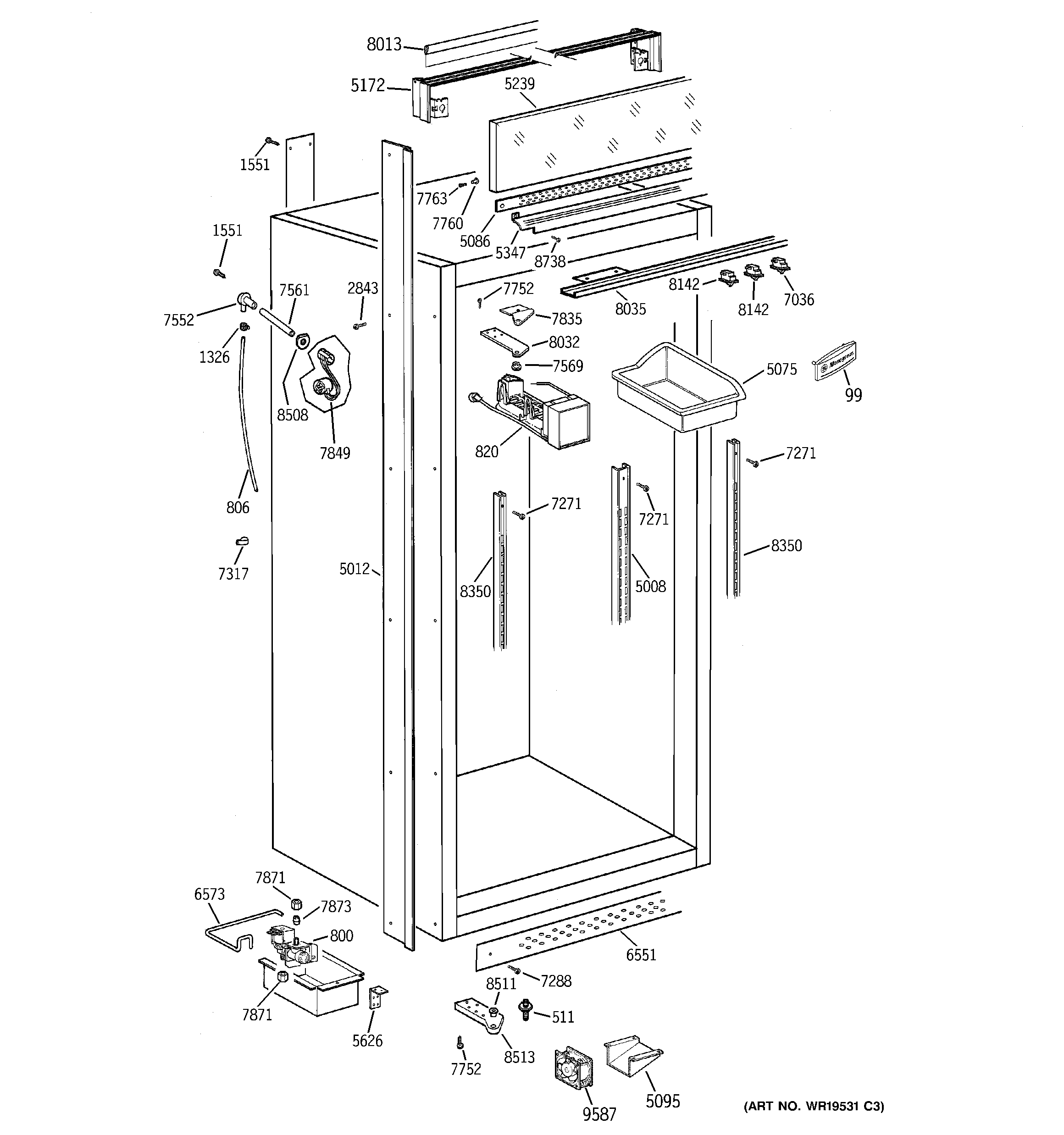 GE ZIFS36NMCLH cabinet parts (2) diagram