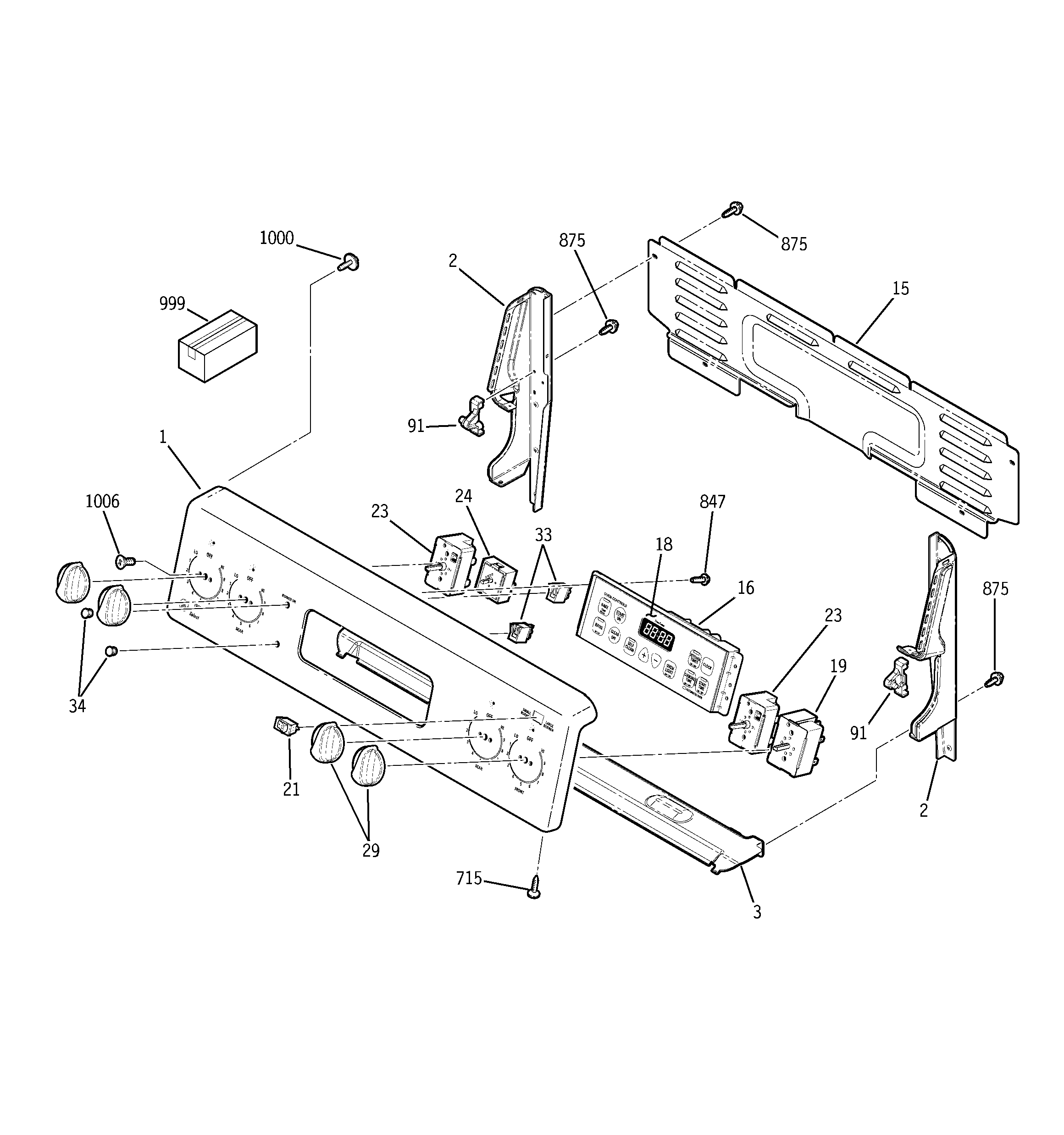 GE JBP69WH3WW control panel diagram
