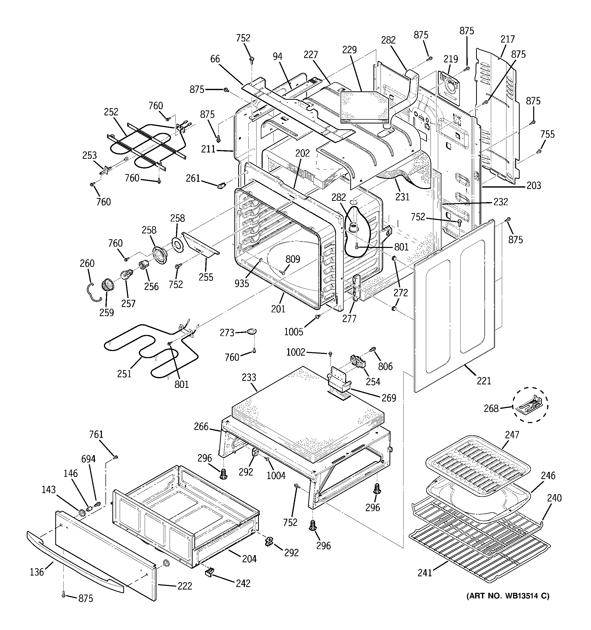 GE JBP99KH2CC body parts diagram