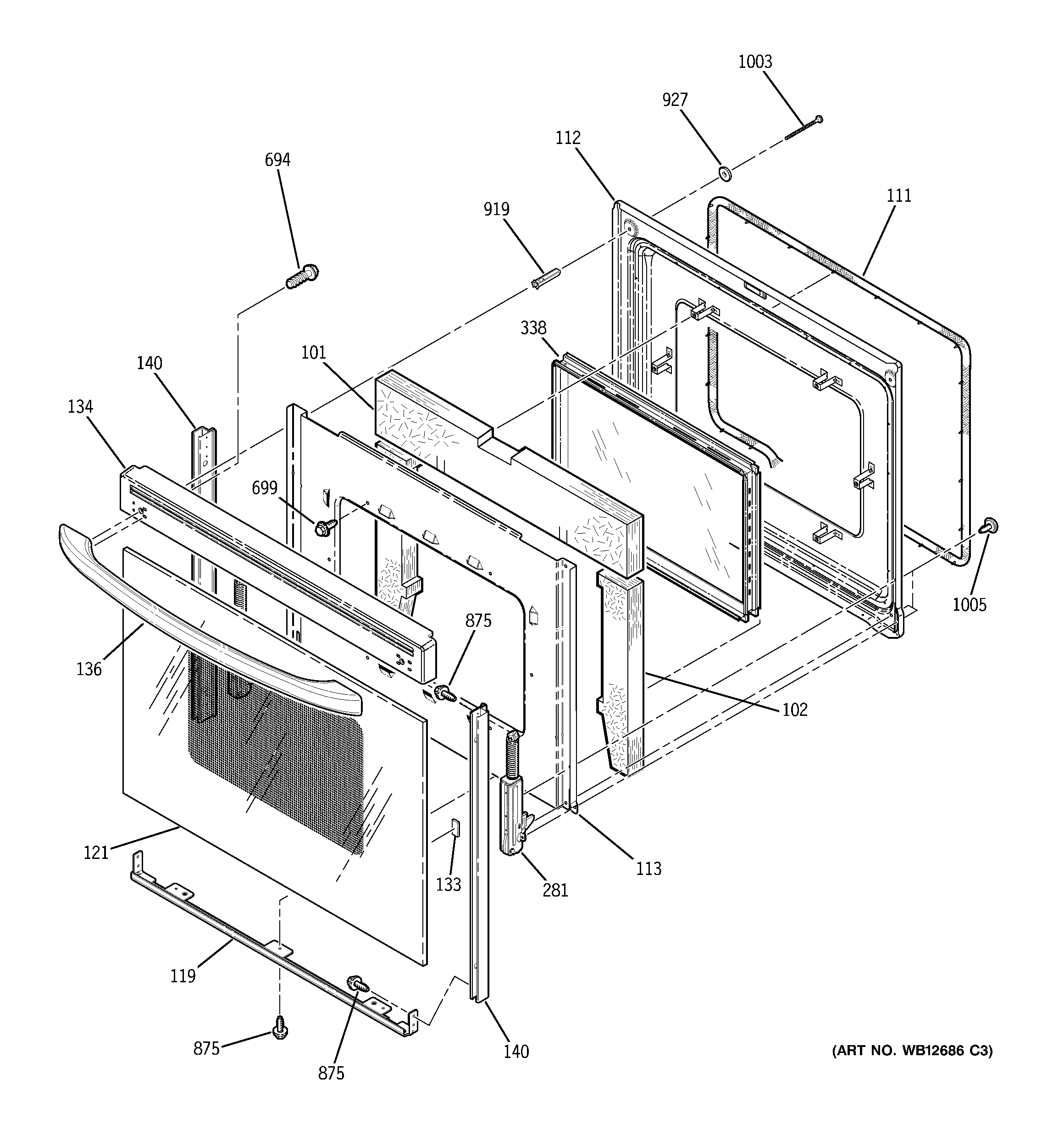 GE JBP99KH2CC door diagram