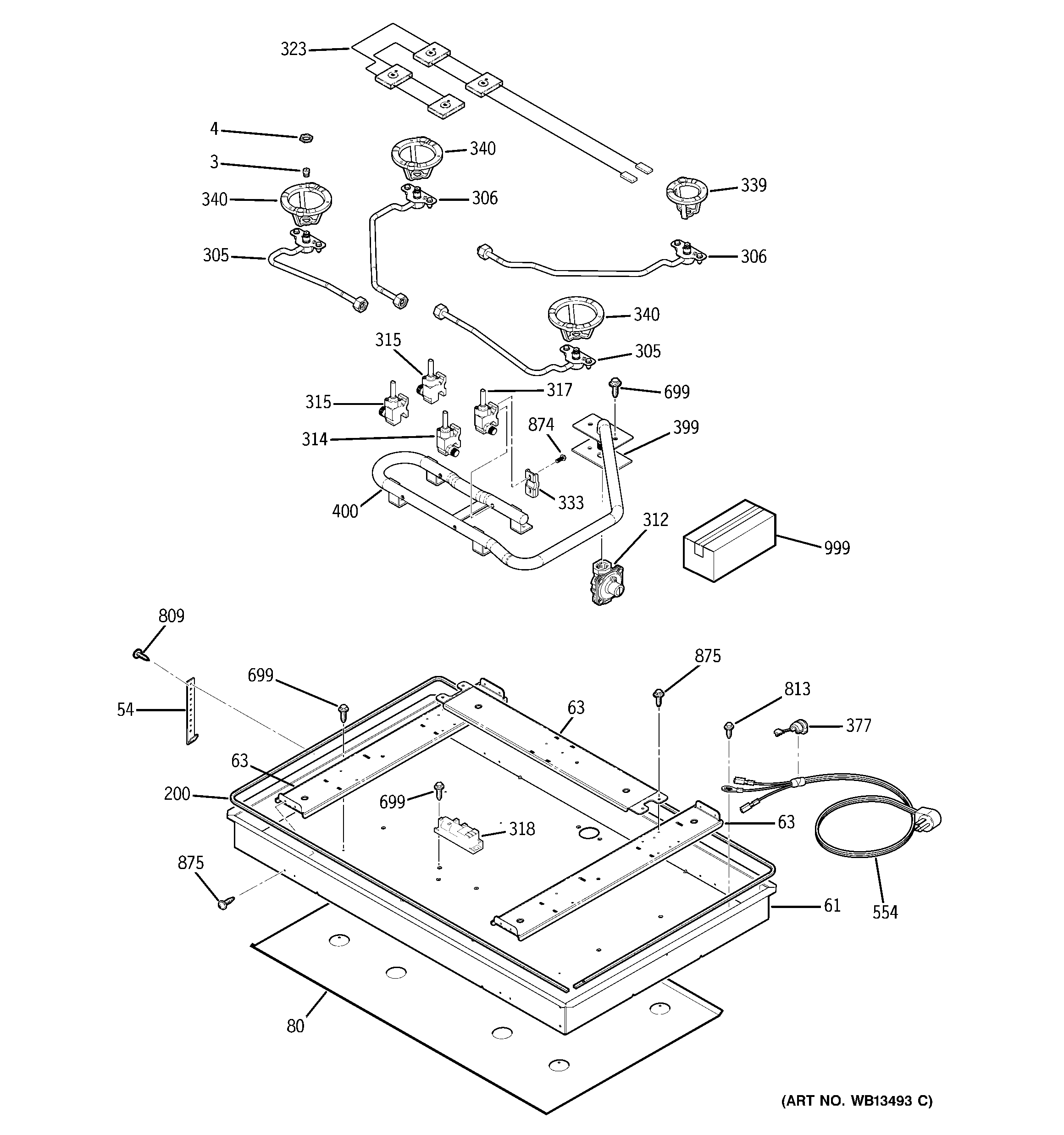 GE JGP628SEK1SS burner parts diagram