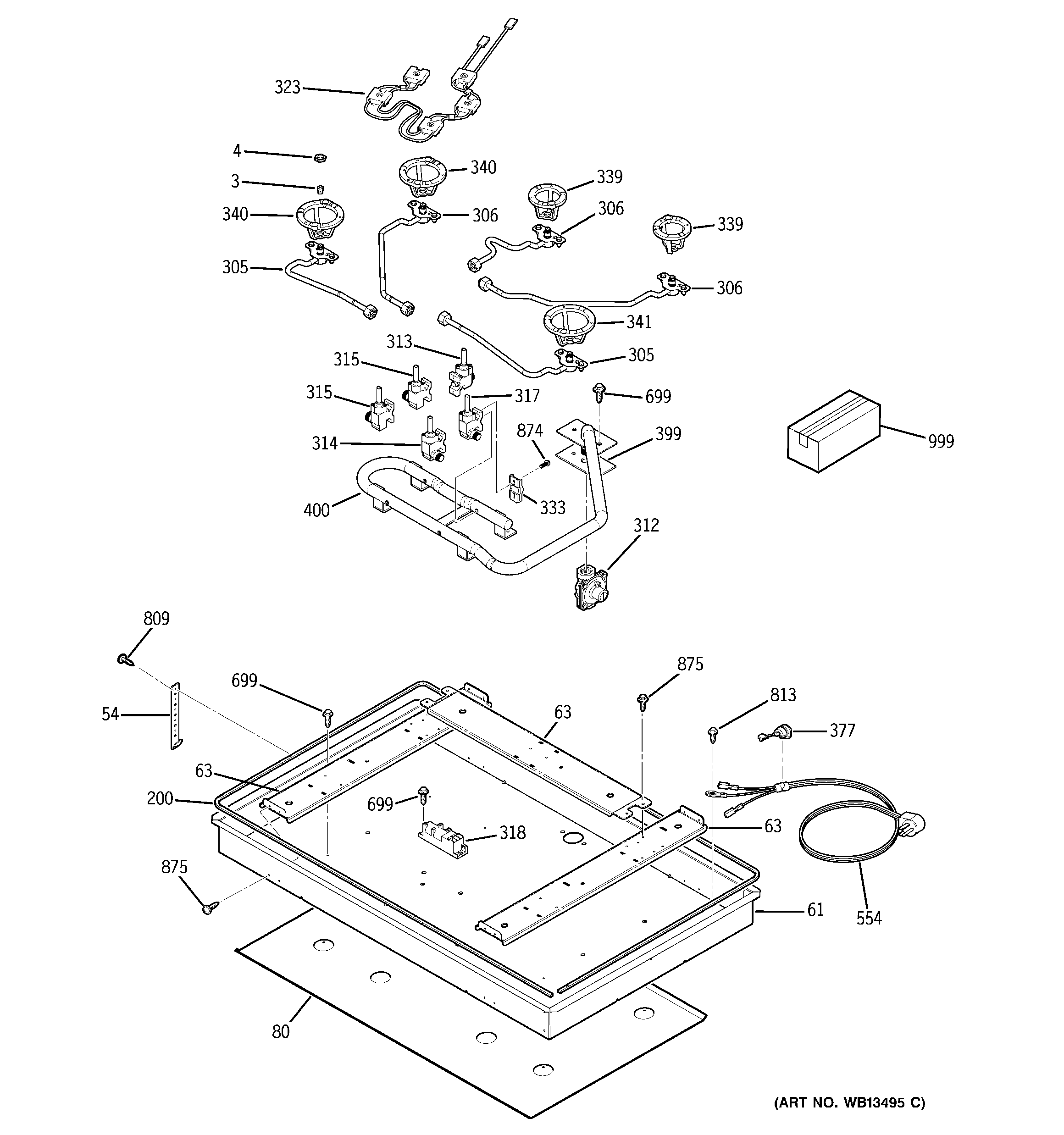 GE JGP630SEK1SS burner parts diagram
