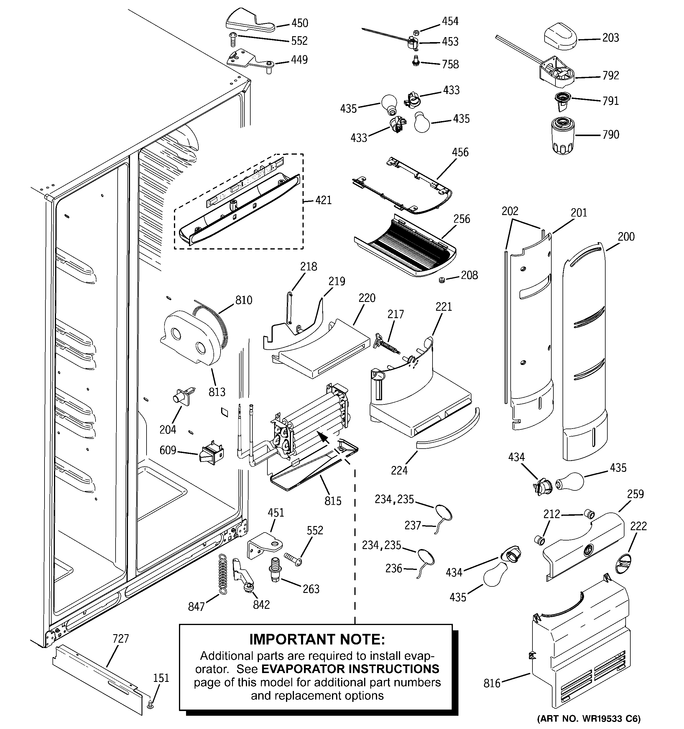 GE PSF26PGSAWW fresh food section diagram