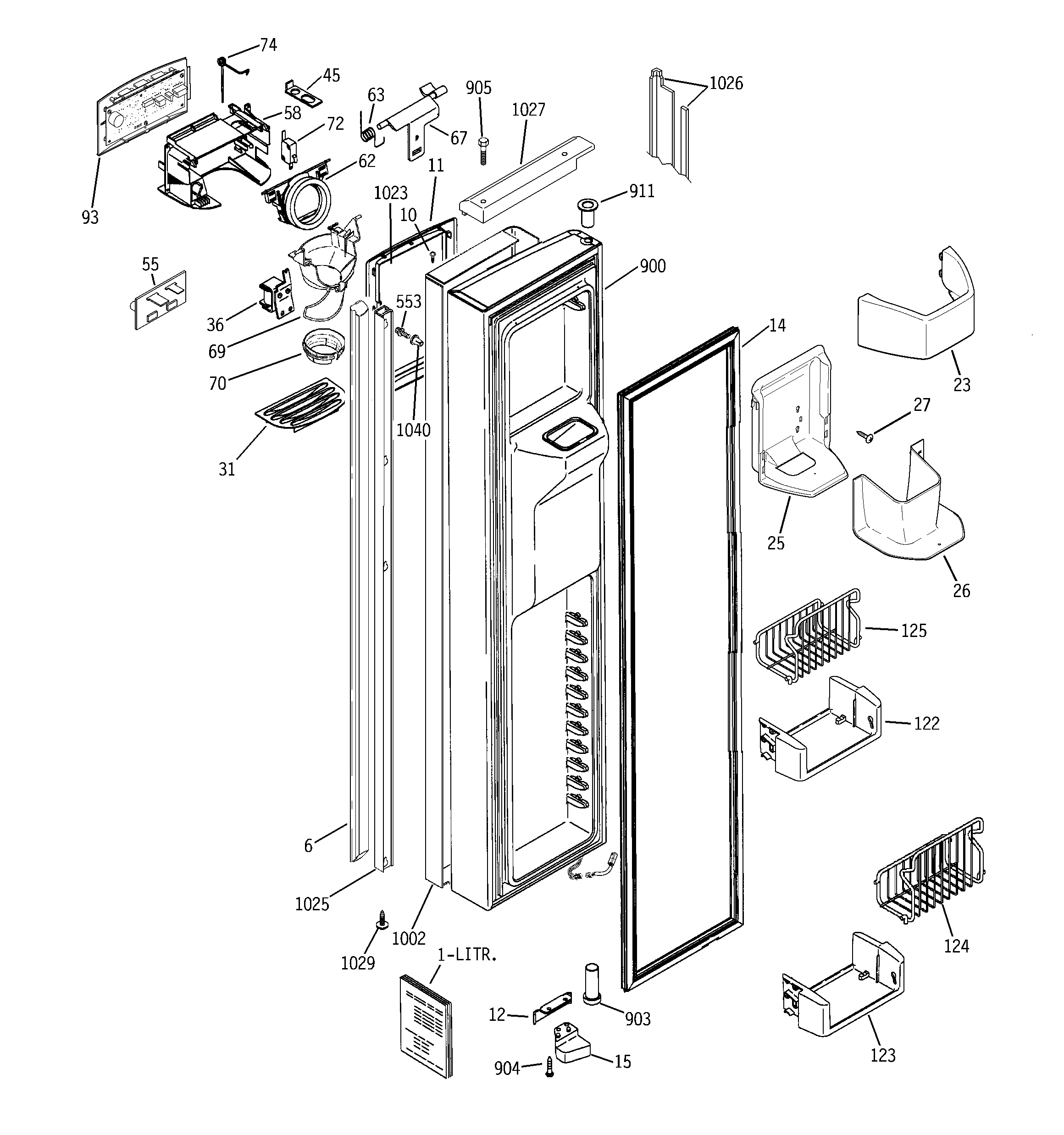 GE PSH23PSSASV freezer door diagram