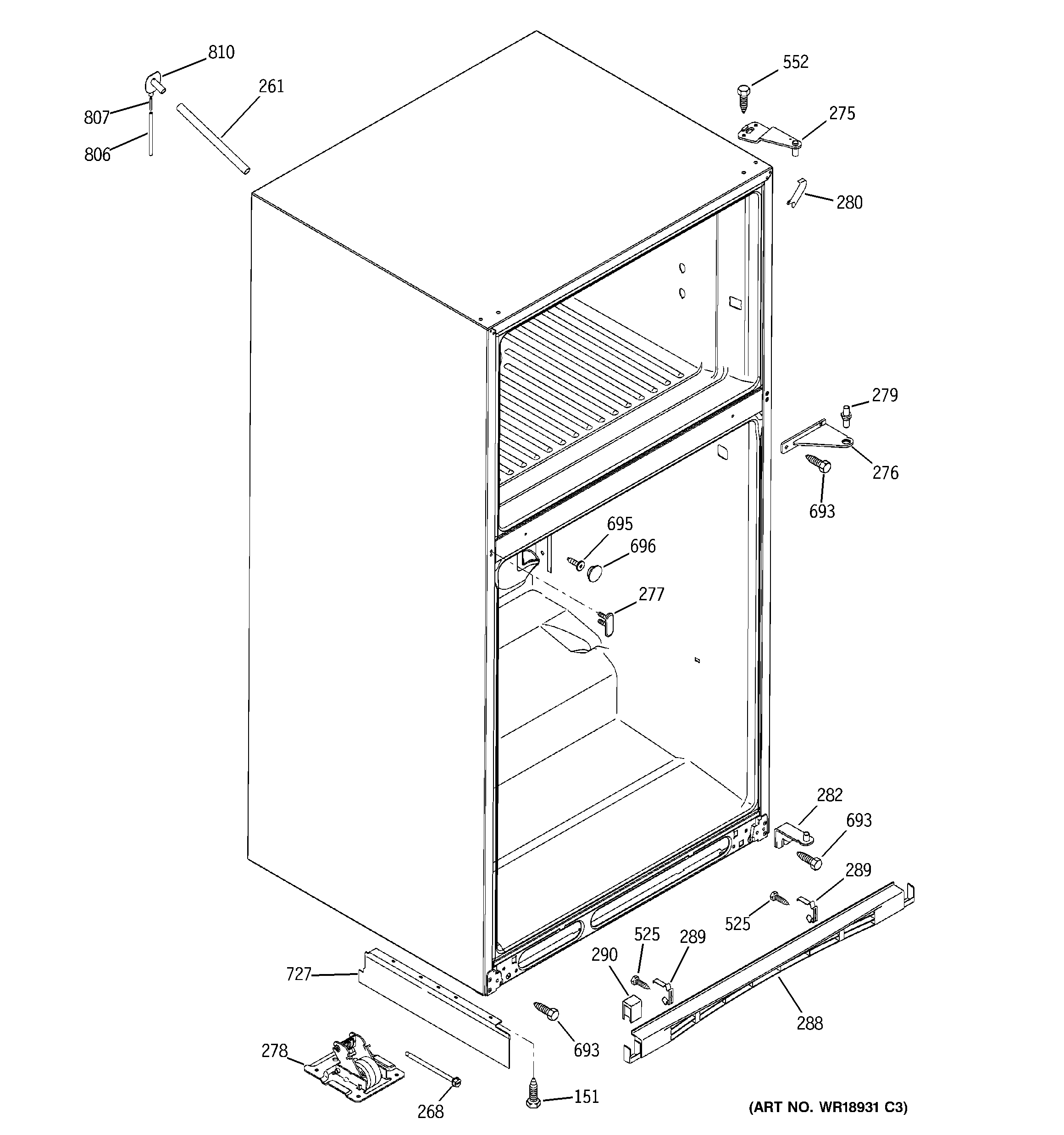 GE GTS22WCPARWW case parts diagram