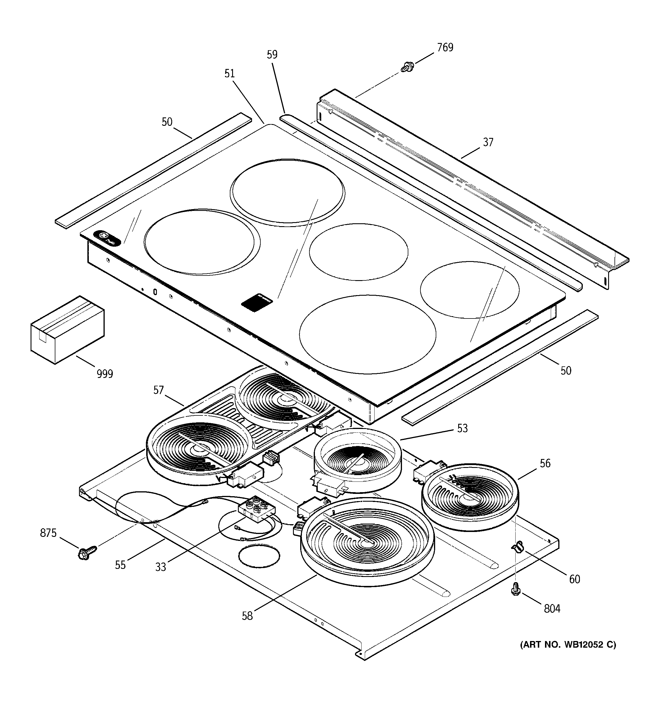 GE JS966KD1CC cooktop diagram
