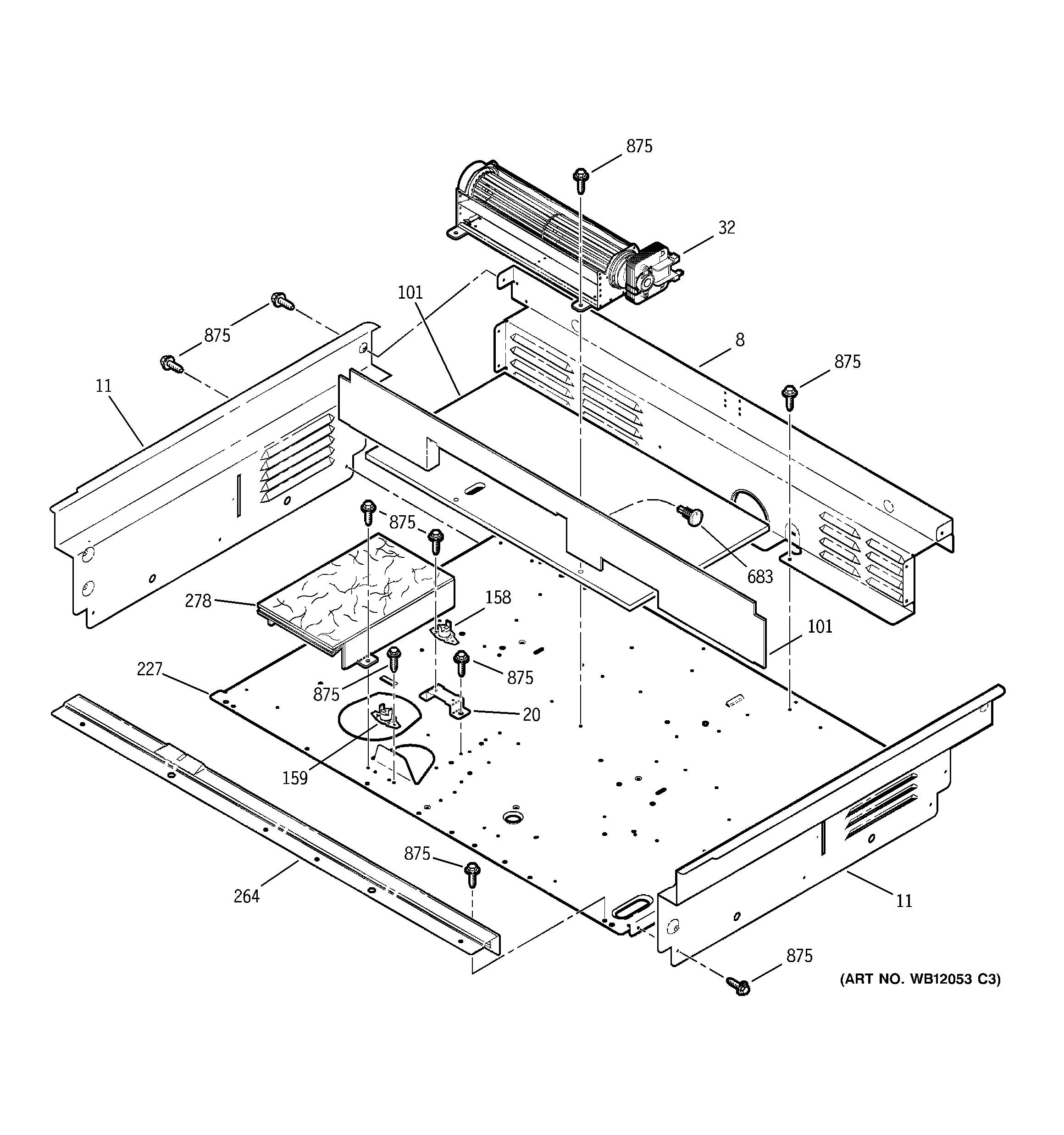 GE JS966WD2WW cooling fan diagram