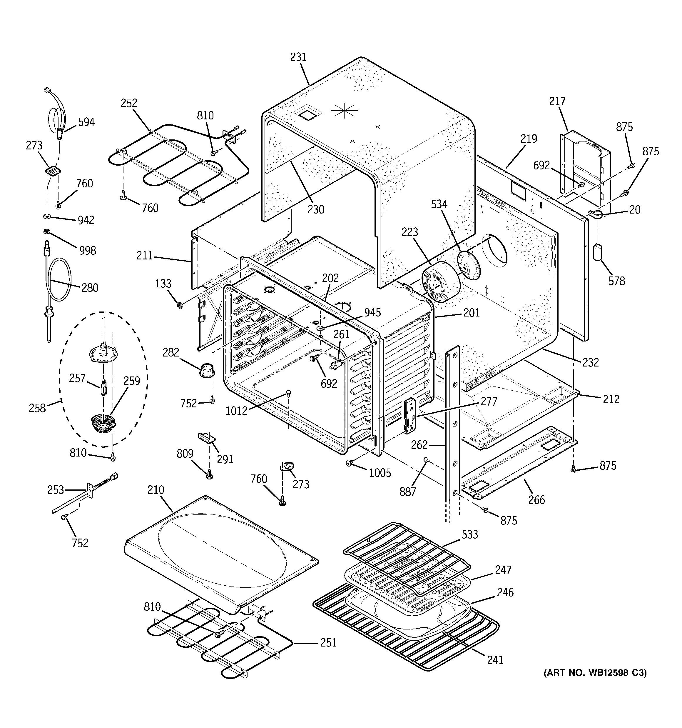 GE ZET958BF2BB upper body diagram