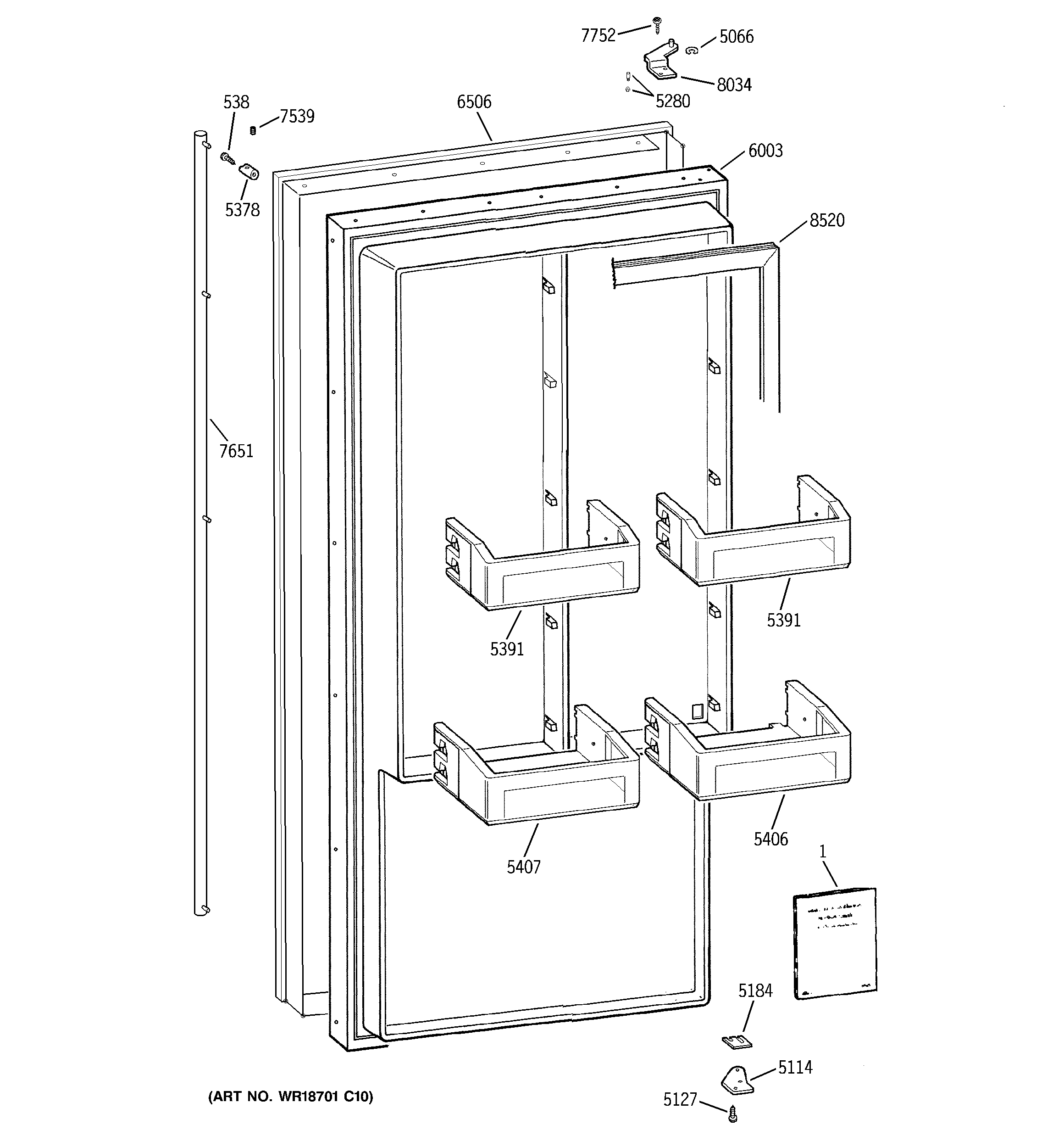 GE ZIFS36NMELH freezer door diagram