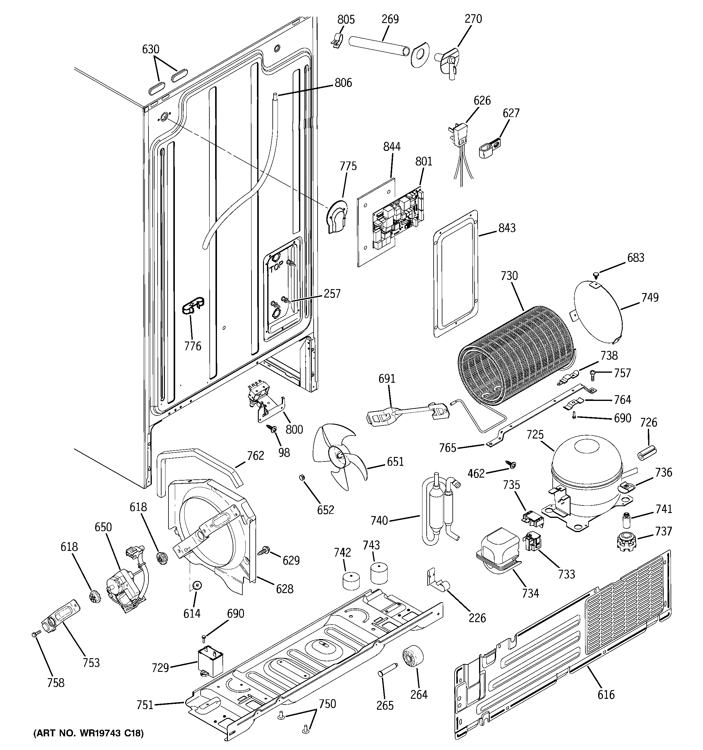 GE GSS22QGPHWW sealed system & mother board diagram