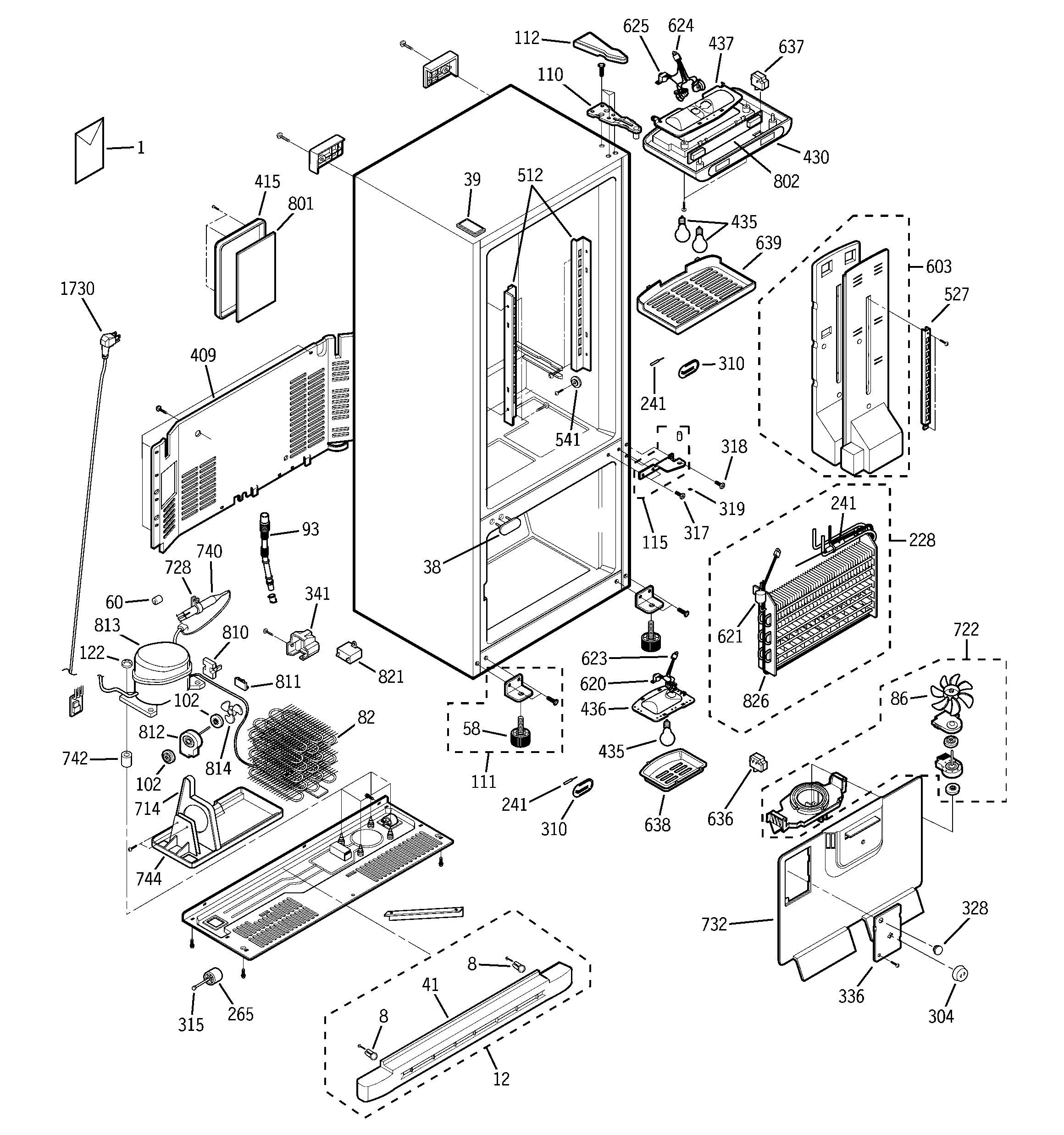 GE PDS20MBRAWW cabinet diagram