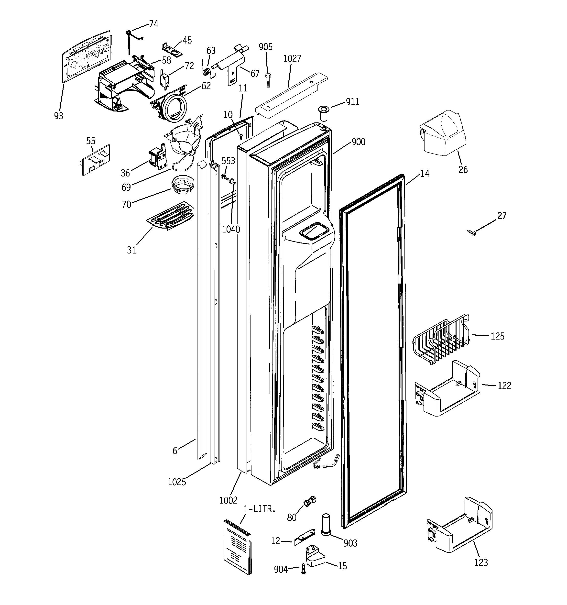 GE PSH25PSSASV freezer door diagram