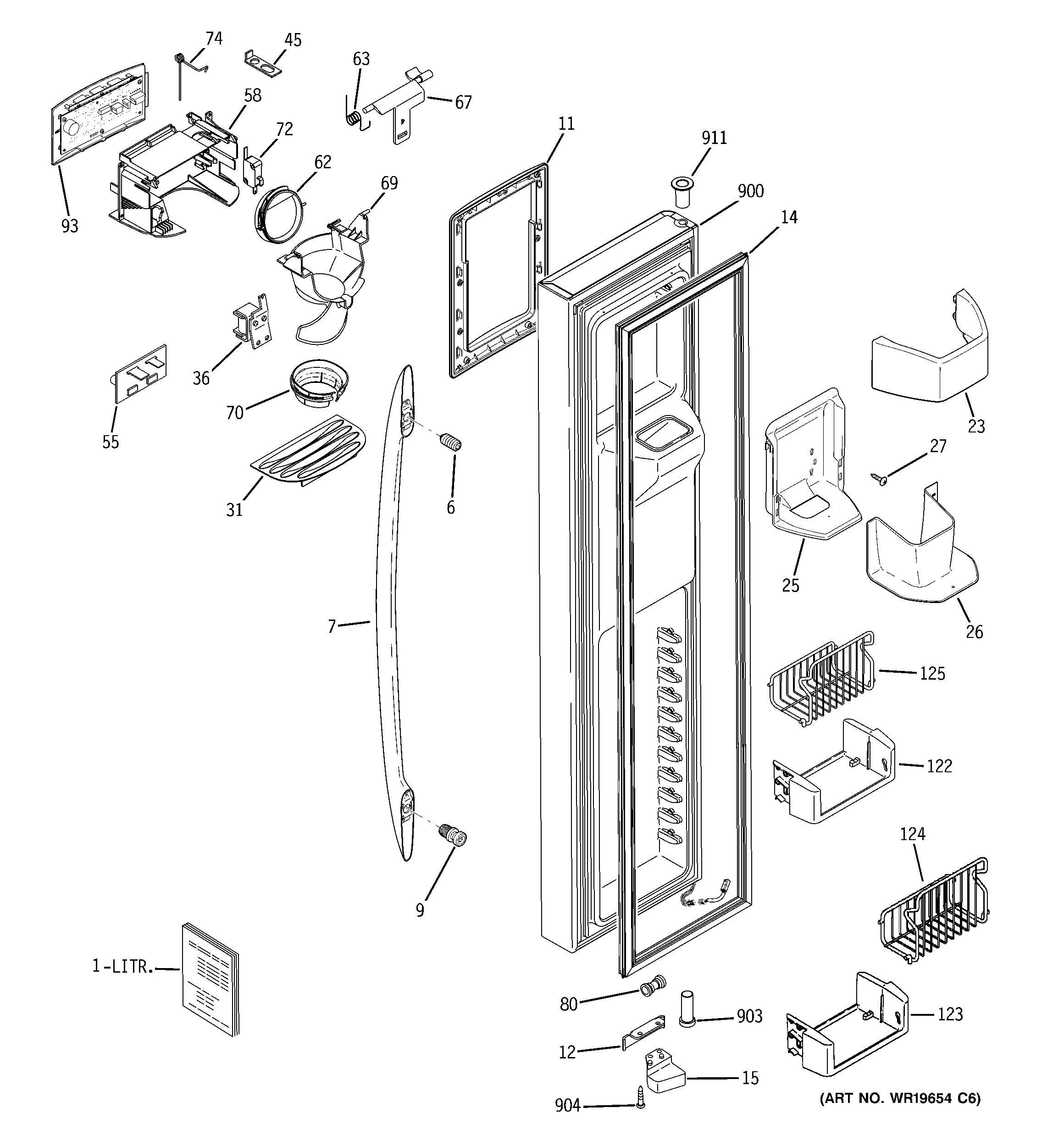 GE PSW23PSSAKSS freezer door diagram