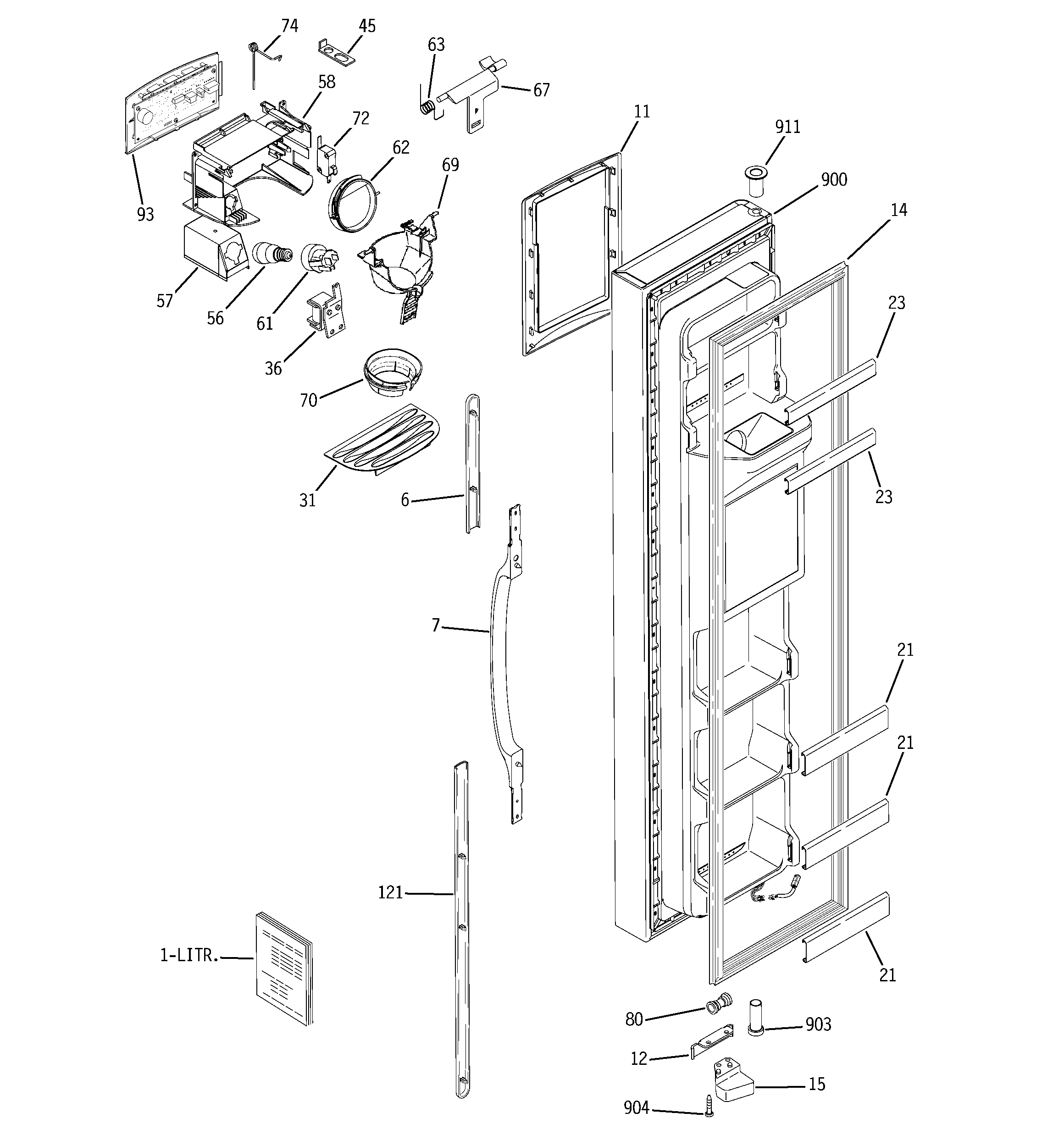 GE GSS23VGSABB freezer door diagram
