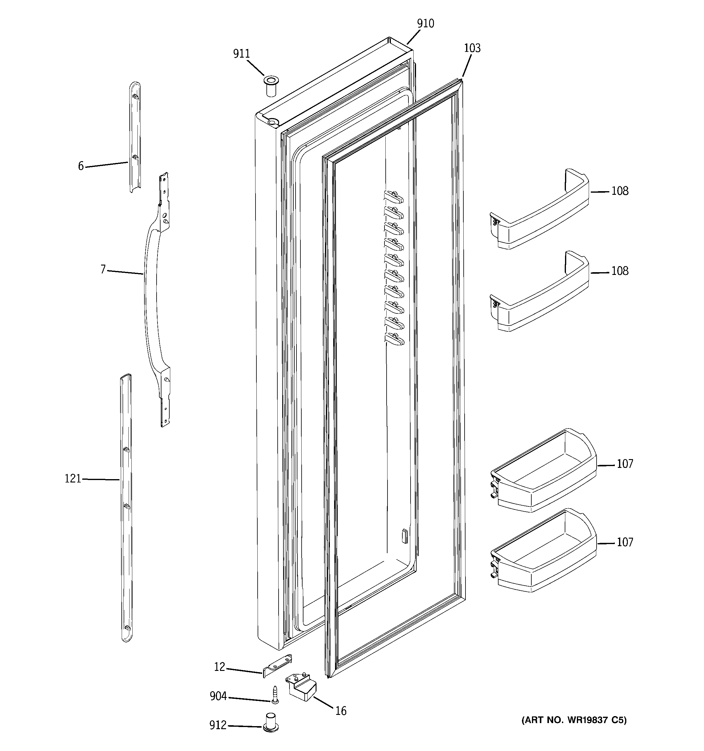 GE GSS23VGSABB fresh food door diagram