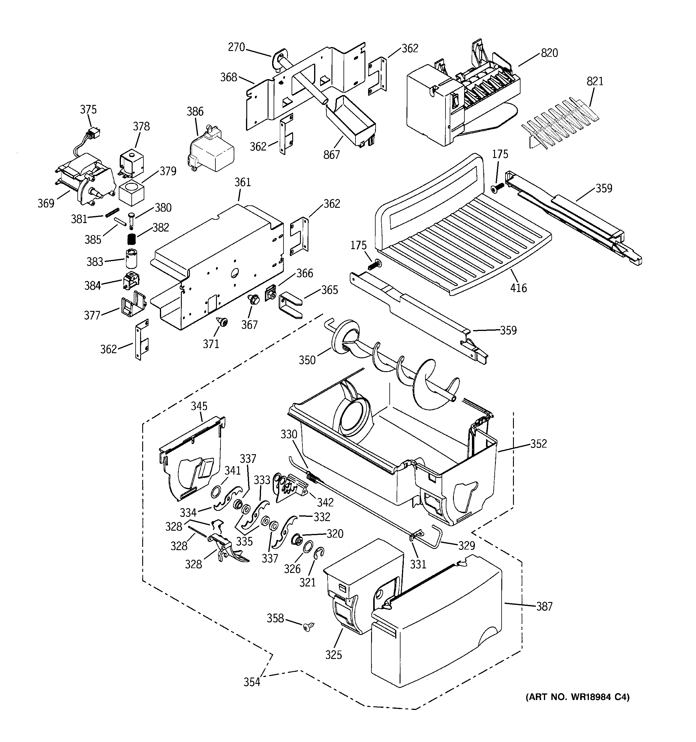 GE GSS23VGSABB ice maker & dispenser diagram
