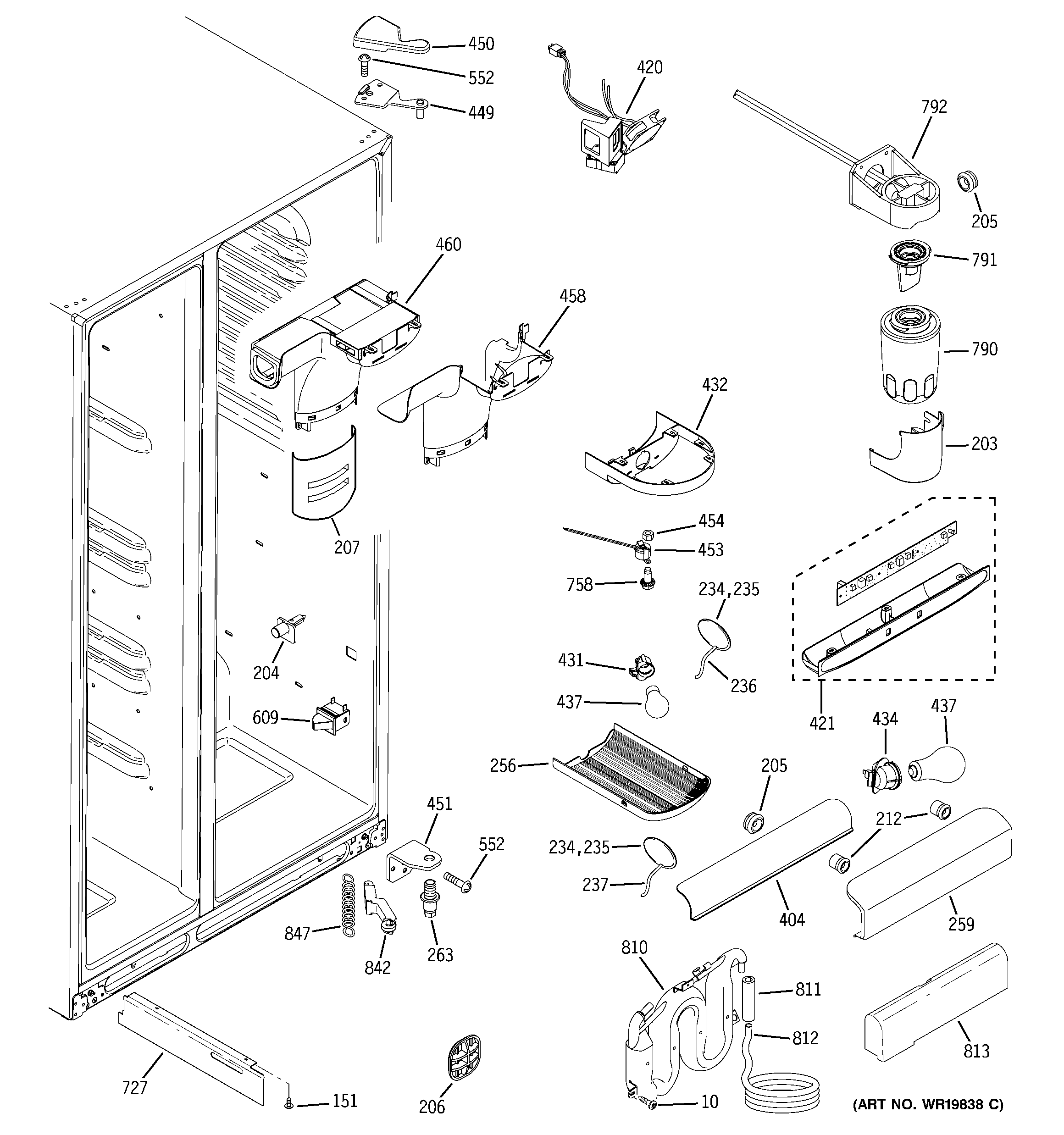 GE GSS23VGSABB fresh food section diagram