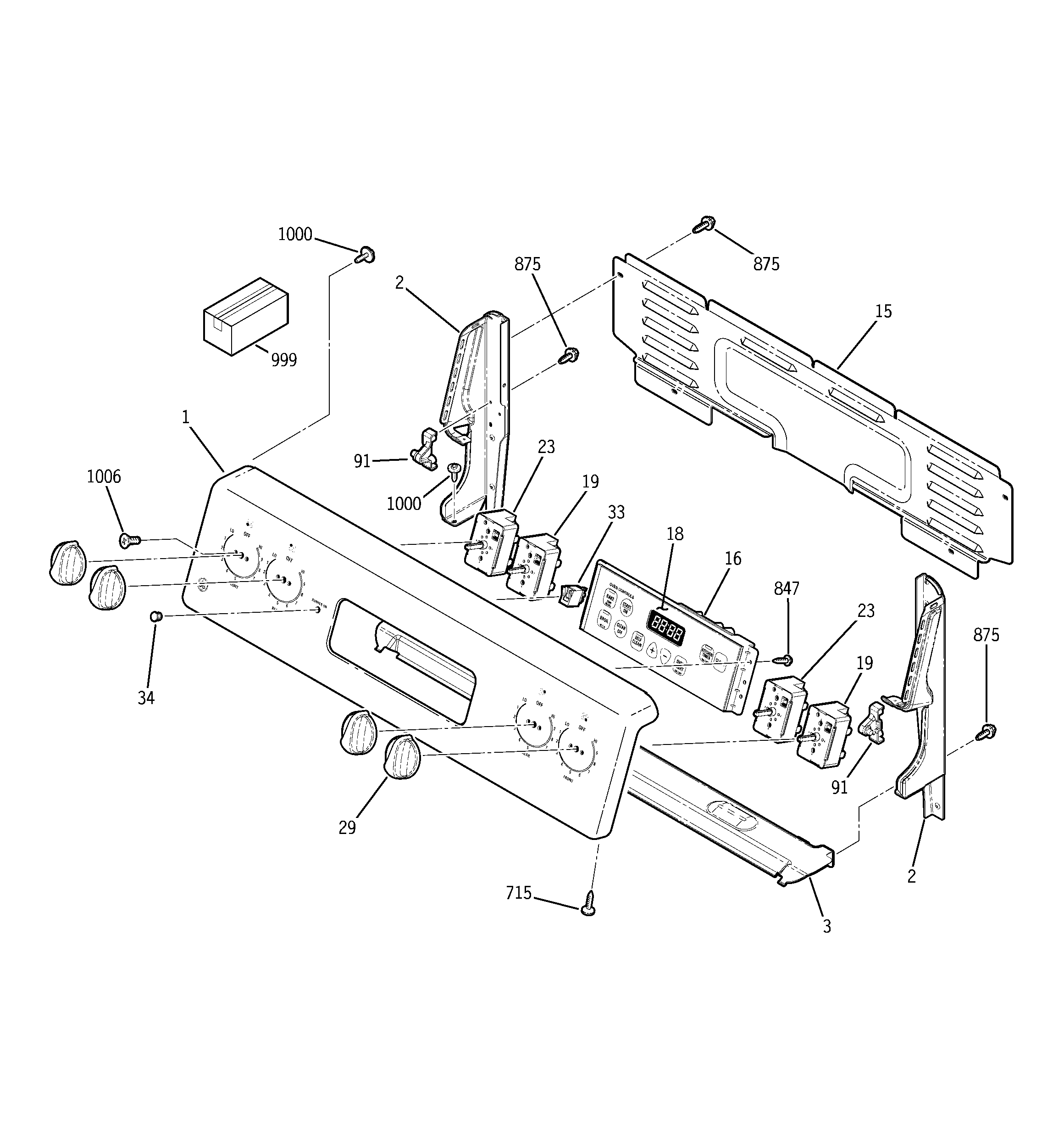 GE JBP25DJ2CT control panel diagram