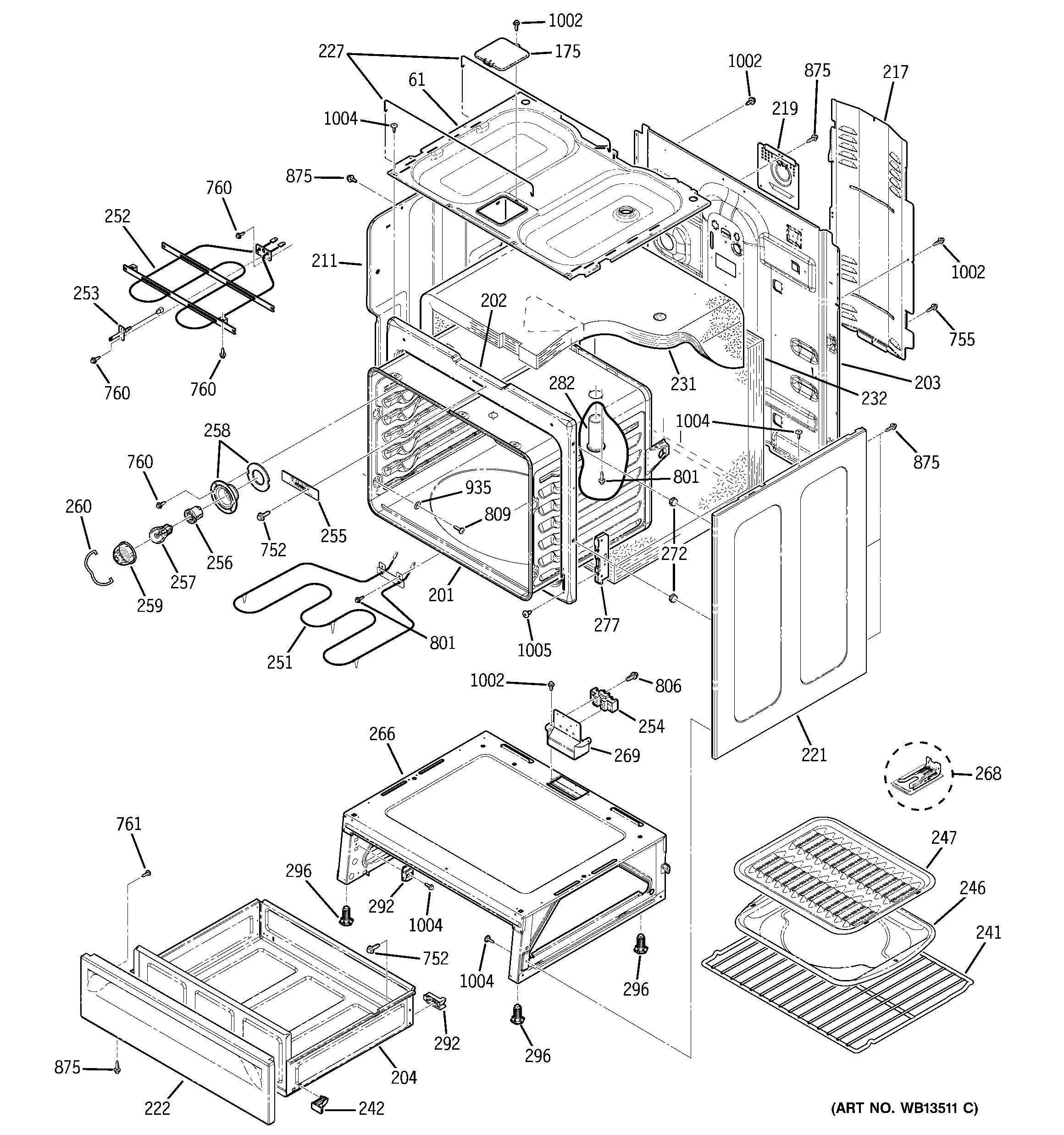 GE JBP35DJ2CC body parts diagram