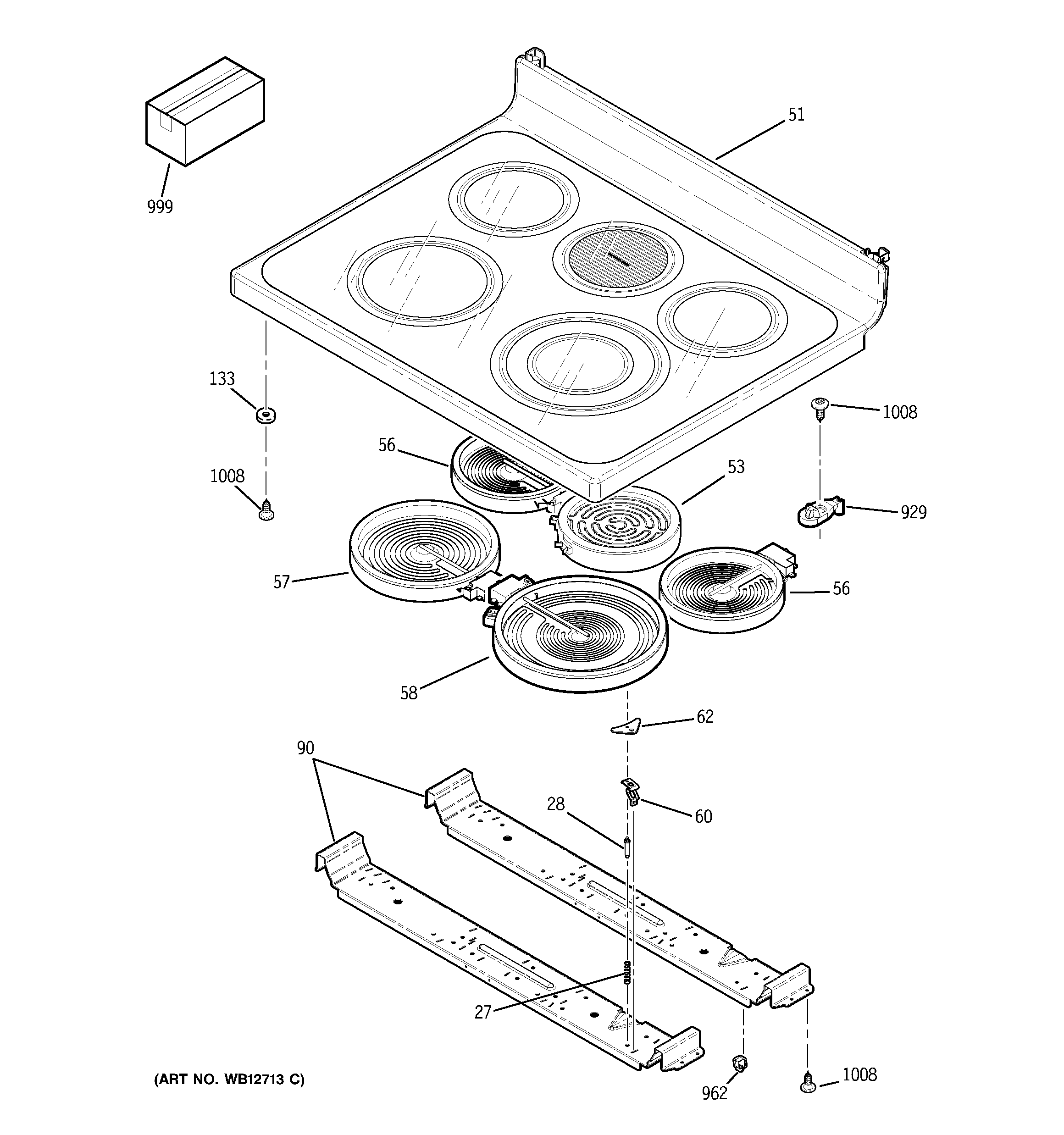GE JBP80BH3BB cooktop diagram