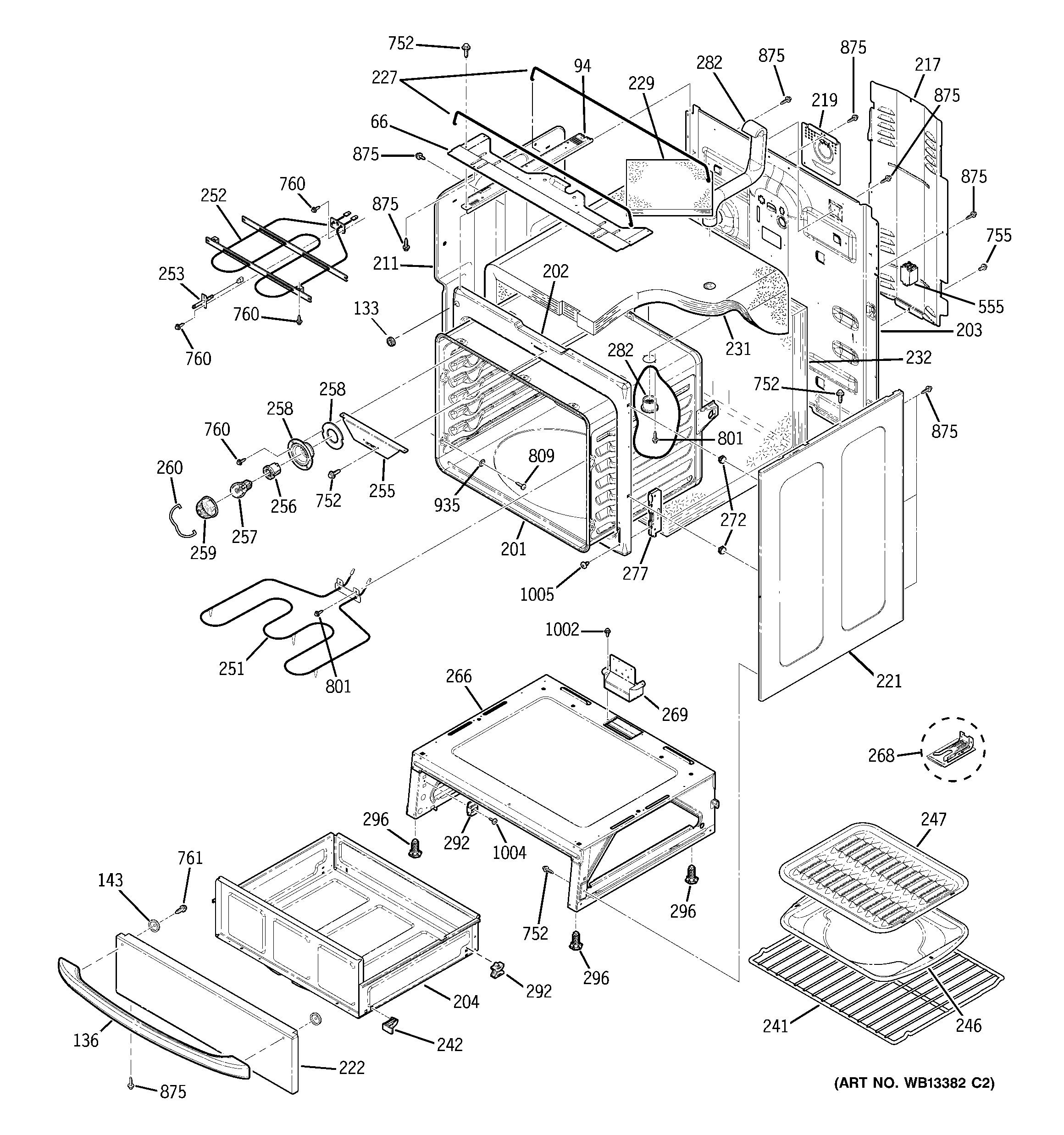 GE JCBP66SJ2SS body parts diagram